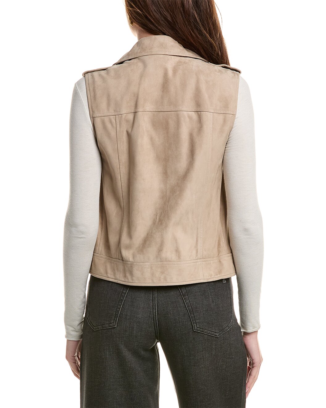 BRUNELLO CUCINELLI WOMEN'S BEIGE SUEDE BIKER JACKET
