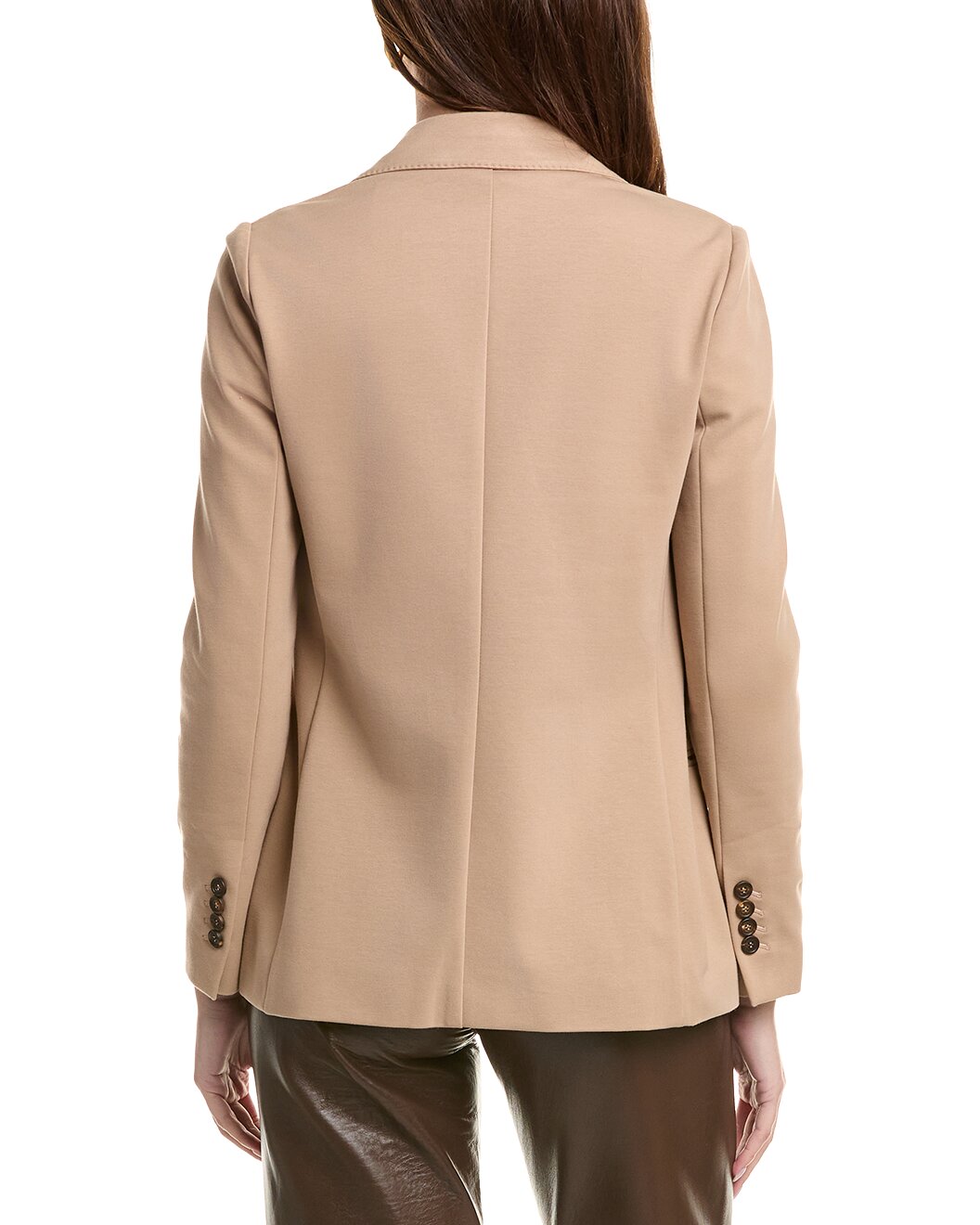 BRUNELLO CUCINELLI WOMEN'S ALMOND DOUBLE-BREASTED DECONSTRUCTED BLAZER