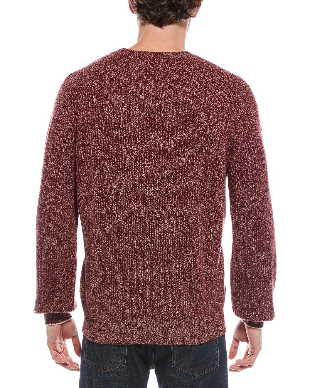 BRUNELLO CUCINELLI MEN'S BURGUNDY WOOL SILK SWEATER