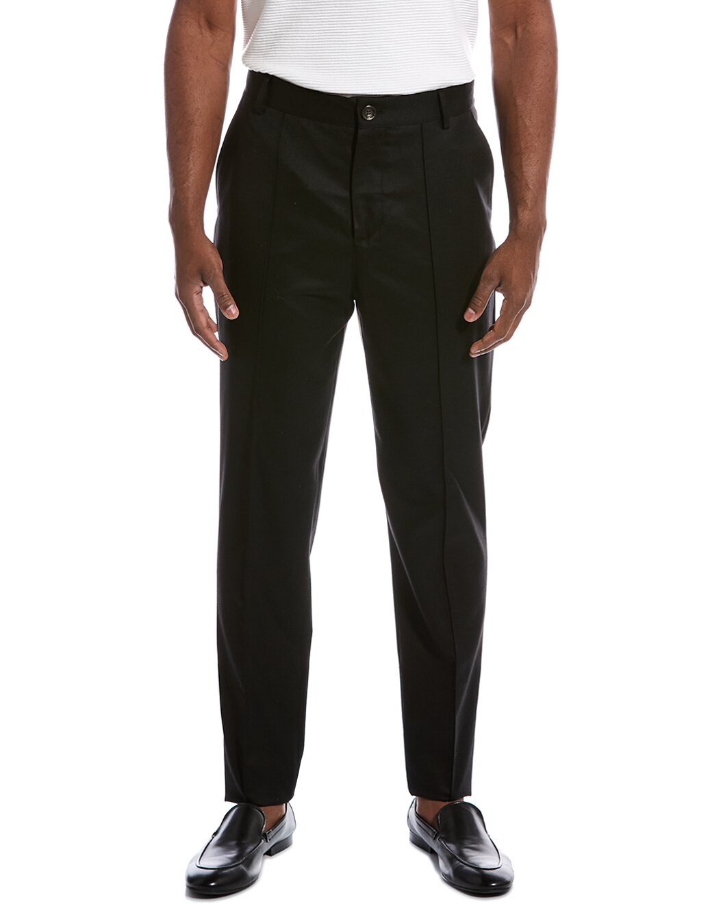 BRUNELLO CUCINELLI MEN'S BLACK WOOL TAILORED TROUSERS