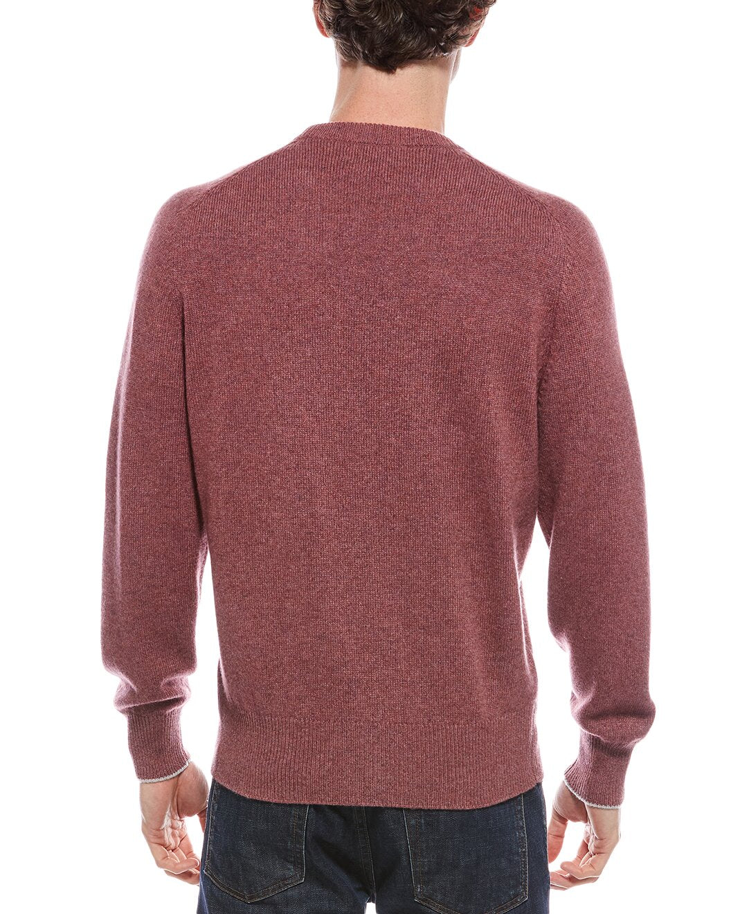 BRUNELLO CUCINELLI MEN'S RED CREW NECK KNIT SWEATER
