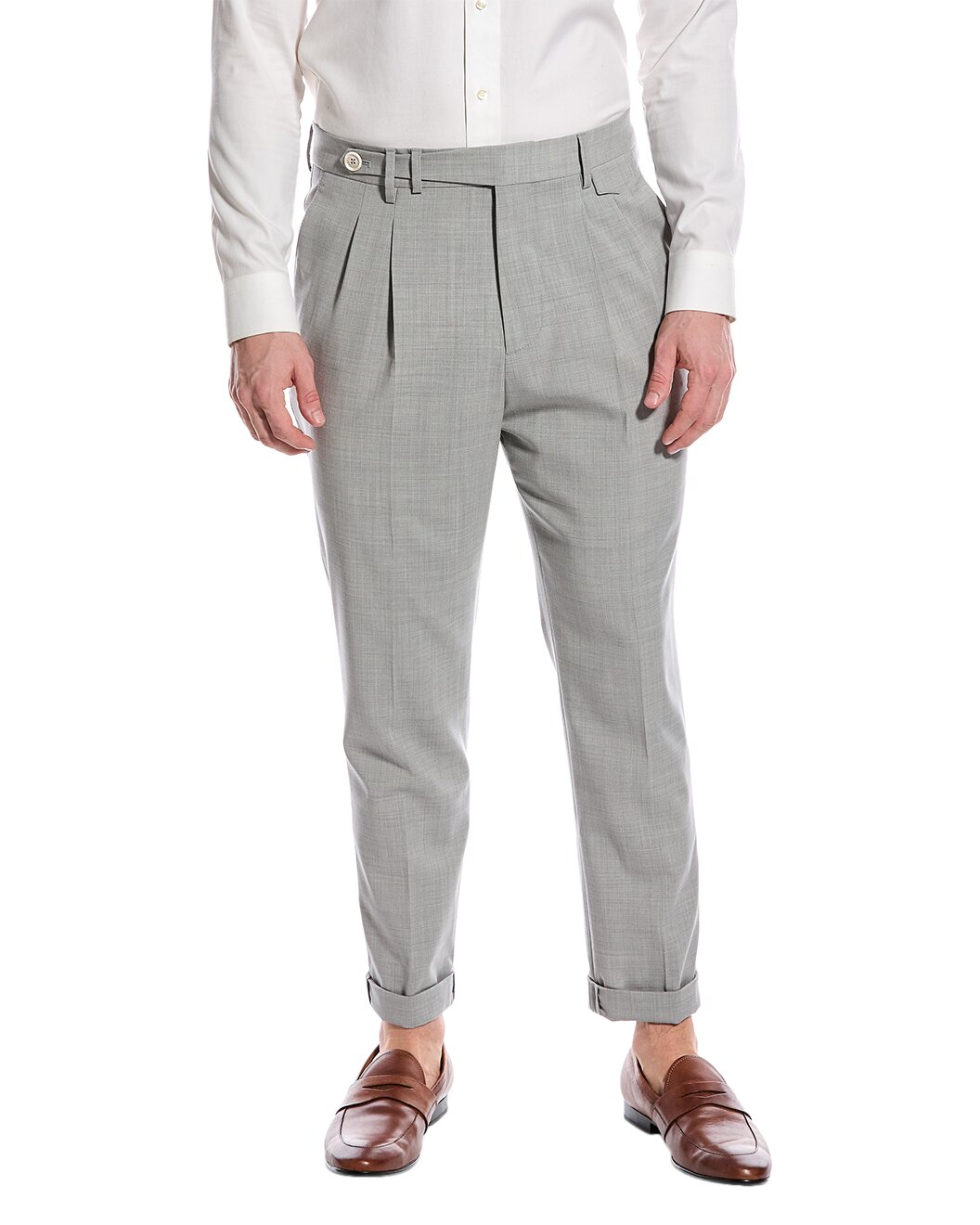 BRUNELLO CUCINELLI MEN'S PEARL PLEATED TAILORED TROUSERS