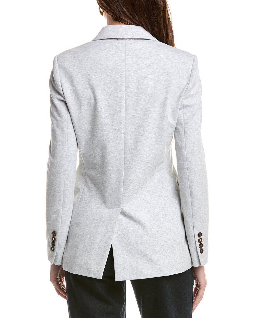 BRUNELLO CUCINELLI WOMEN'S LIGHT GREY DOUBLE BREASTED BLAZER
