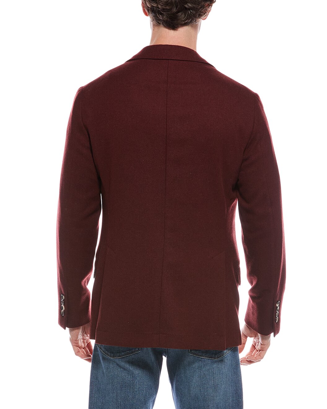 BRUNELLO CUCINELLI MEN'S DARK RED WOOL BLAZER