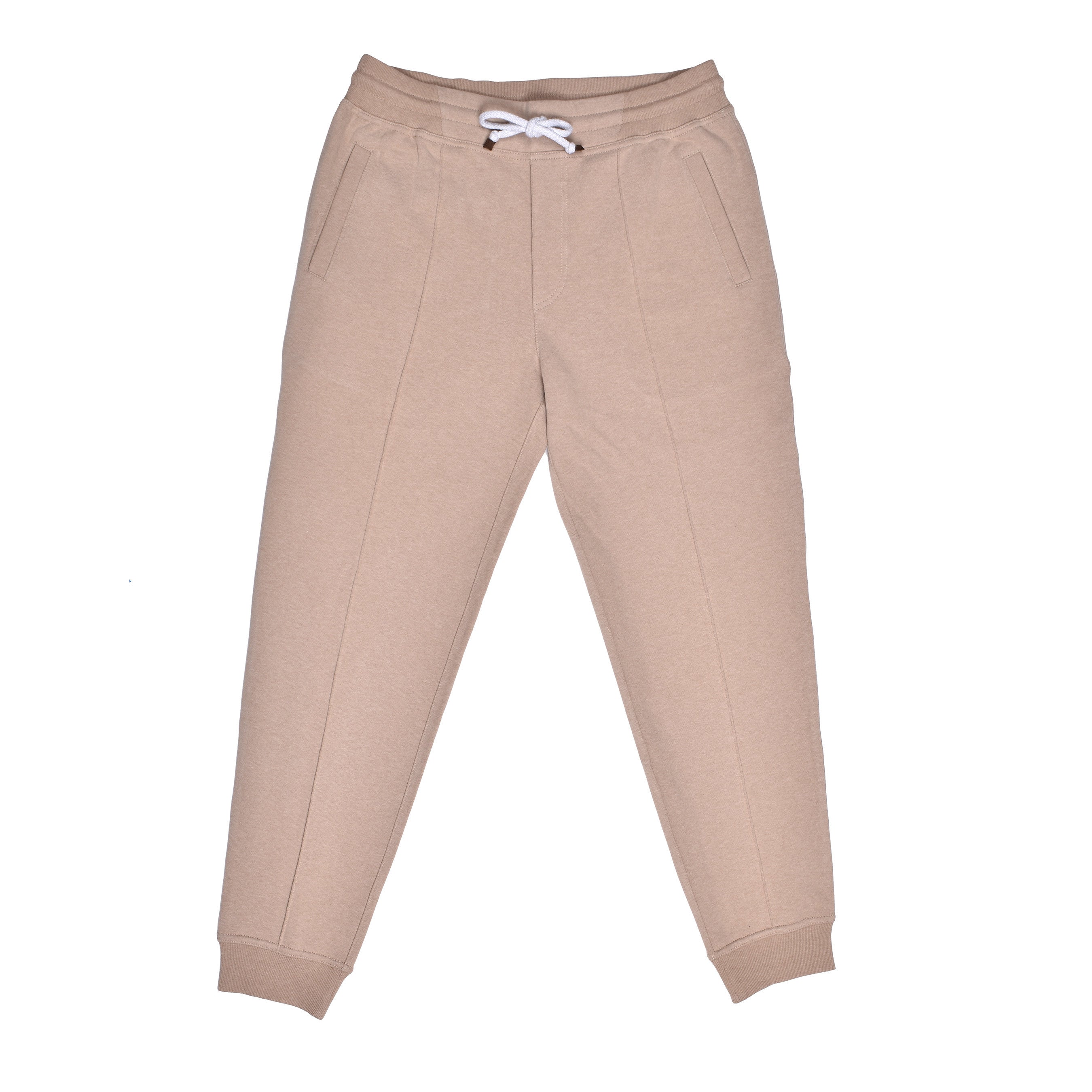BRUNELLO CUCINELLI MEN'S BEIGE TAILORED SWEATPANTS