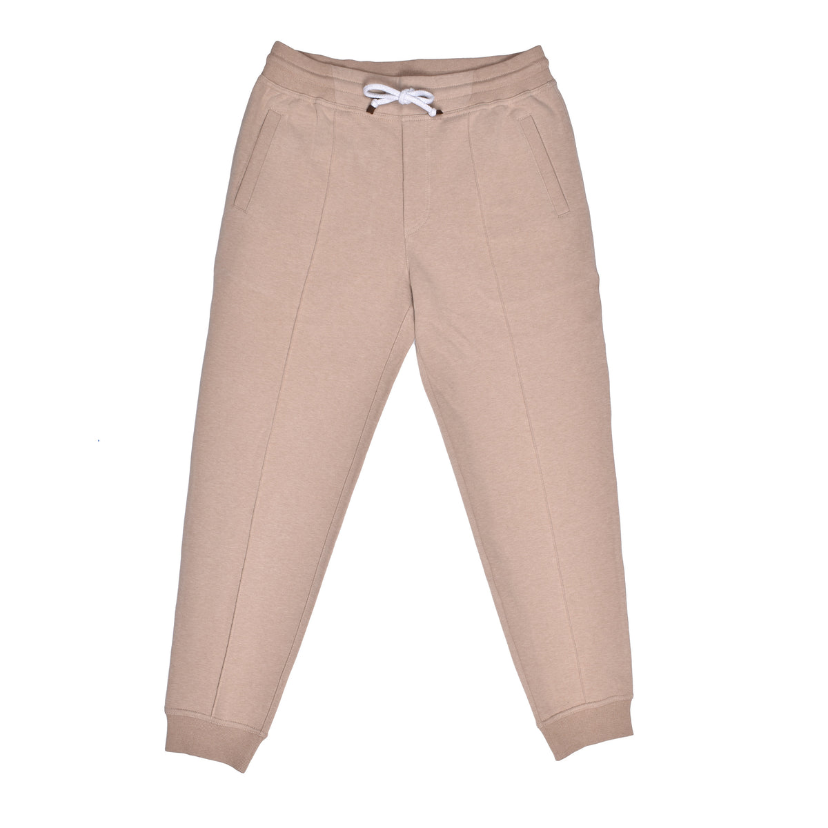 BRUNELLO CUCINELLI MEN'S BEIGE TAILORED SWEATPANTS