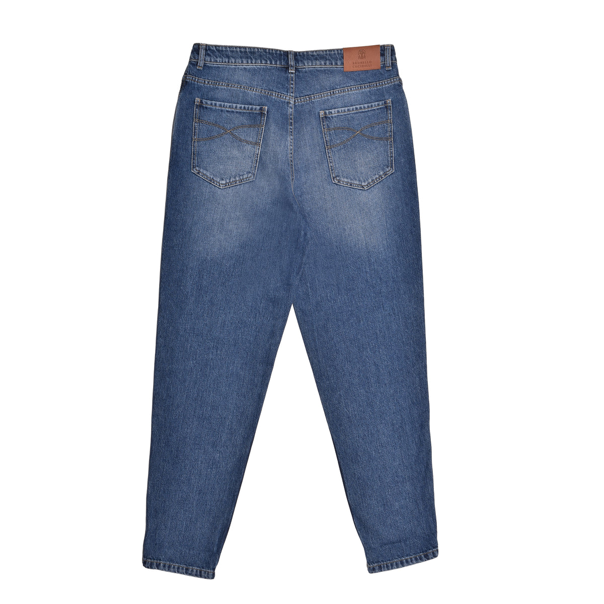 BRUNELLO CUCINELLI MEN'S MEDIUM BLUE DENIM TROUSERS