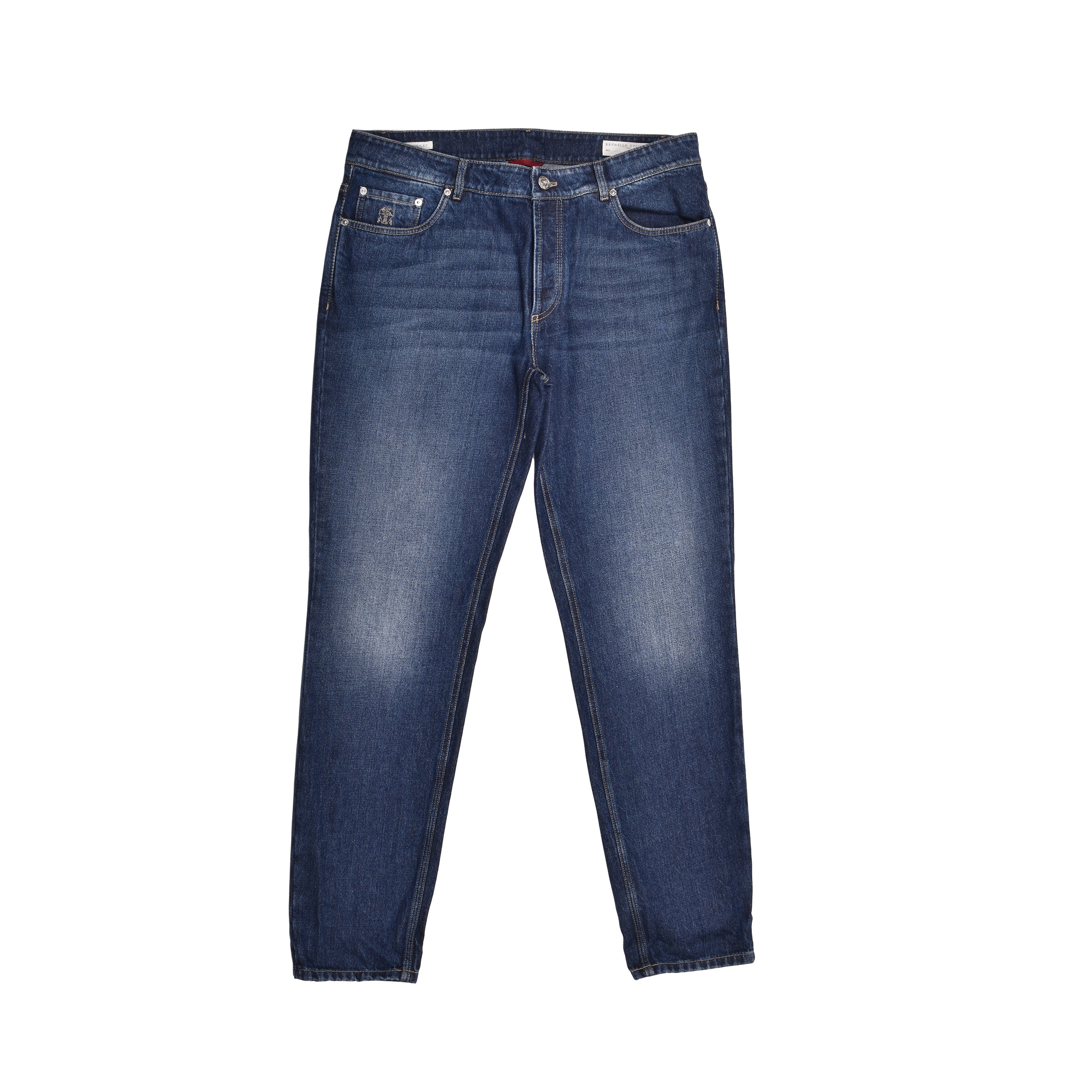 BRUNELLO CUCINELLI MEN'S DARK DENIM FIVE-POCKET JEANS