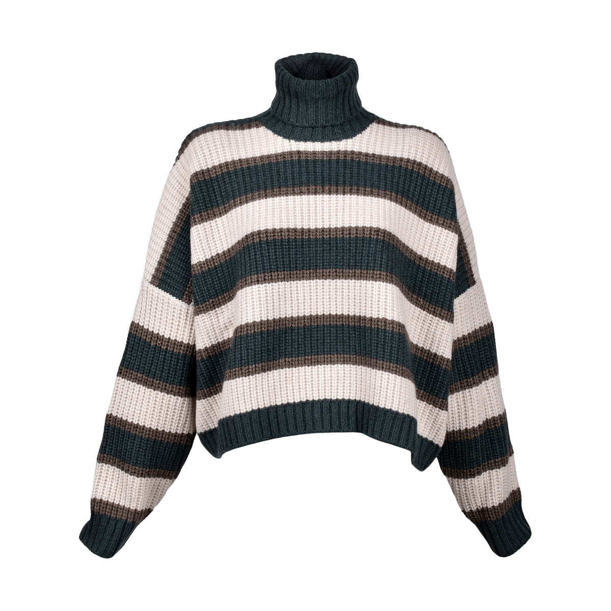 BRUNELLO CUCINELLI WOMEN'S STRIPED CASHMERE KNIT TURTLENECK SWEATER