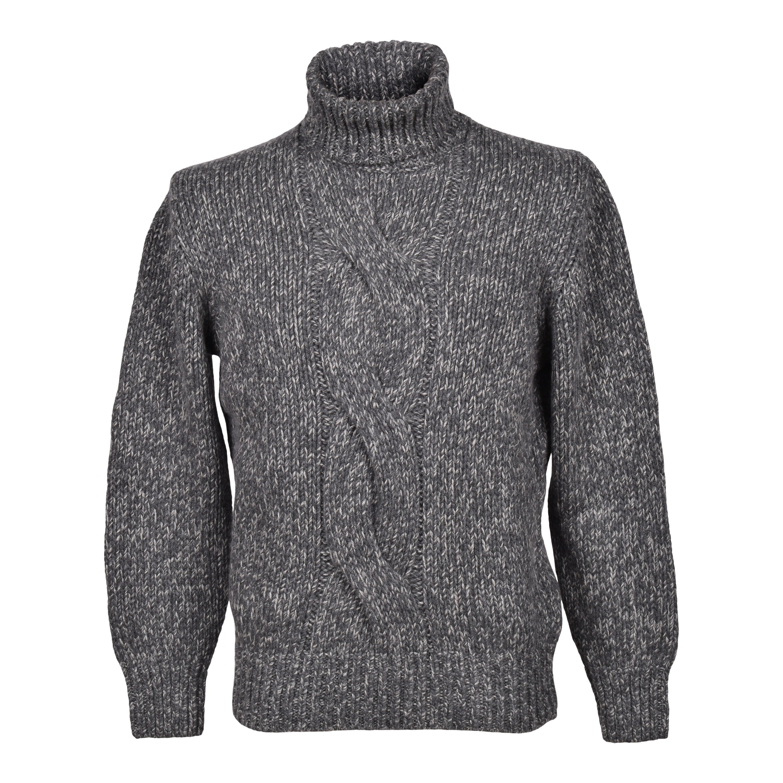 BRUNELLO CUCINELLI MEN'S GRAY CASHMERE CABLE SWEATER