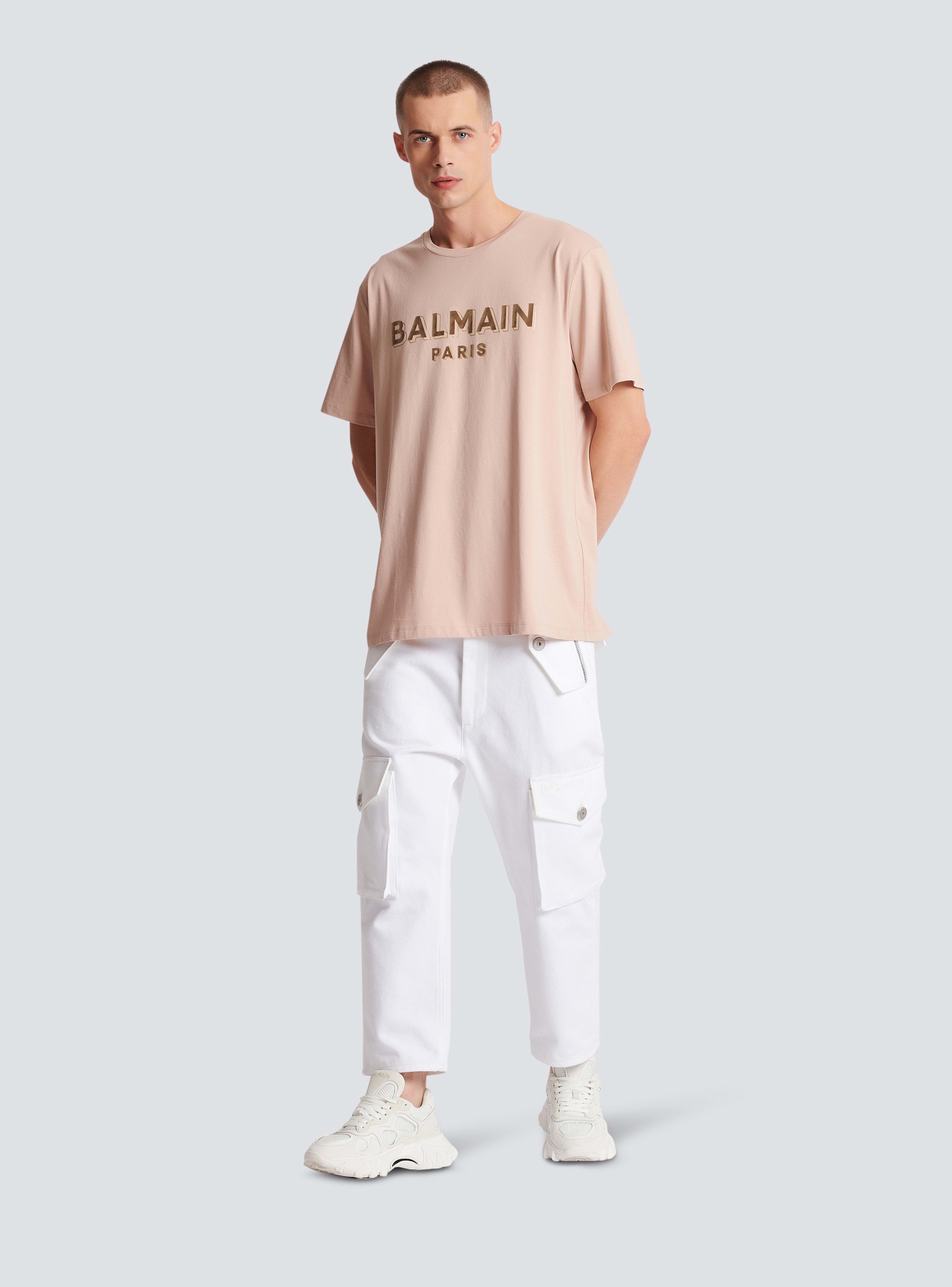 BALMAIN MEN'S WHITE LOOSE CARGO TROUSERS