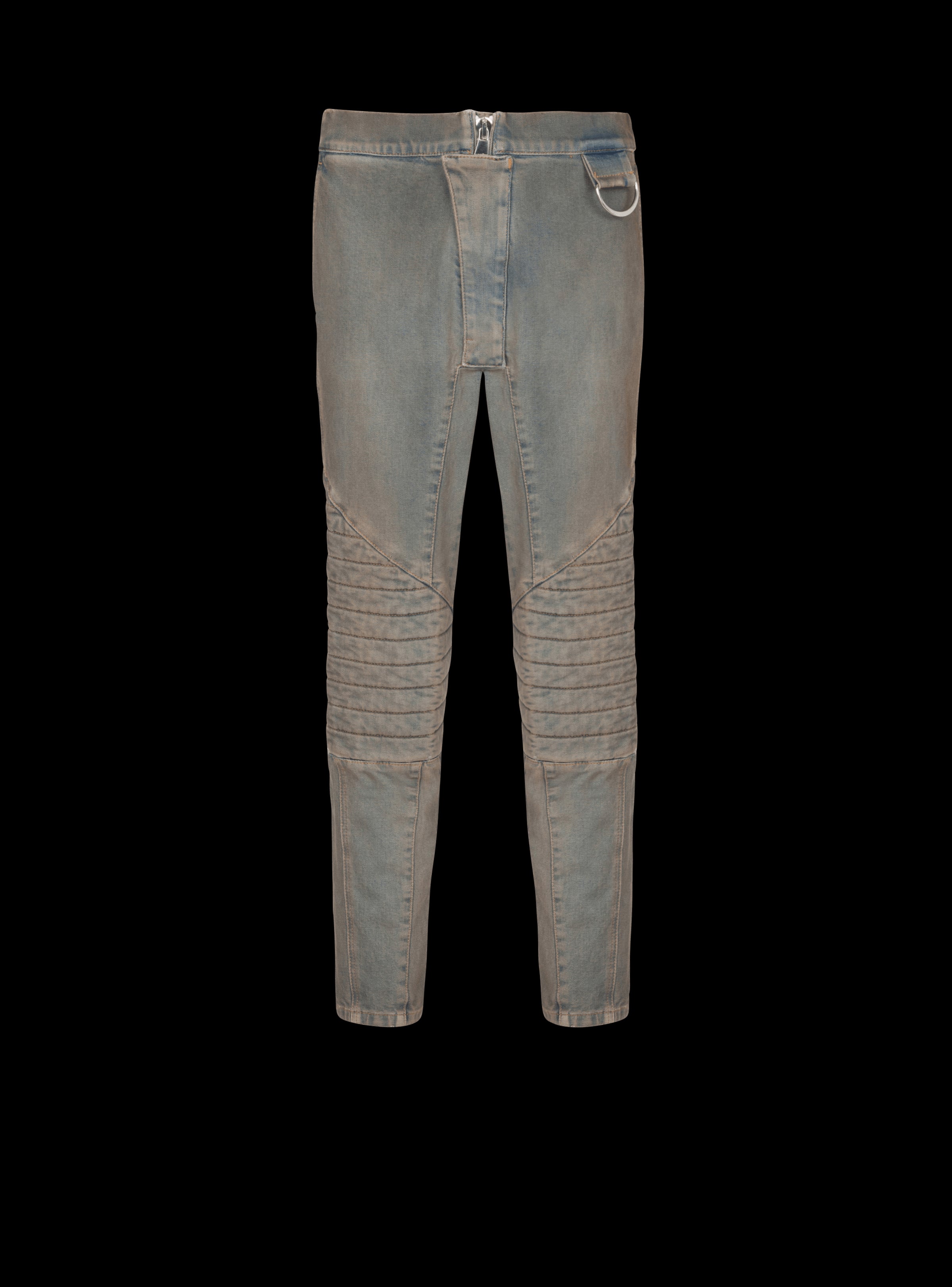 BALMAIN MEN'S KNEE PAD DIRTY BLUE DENIM PANTS NWT