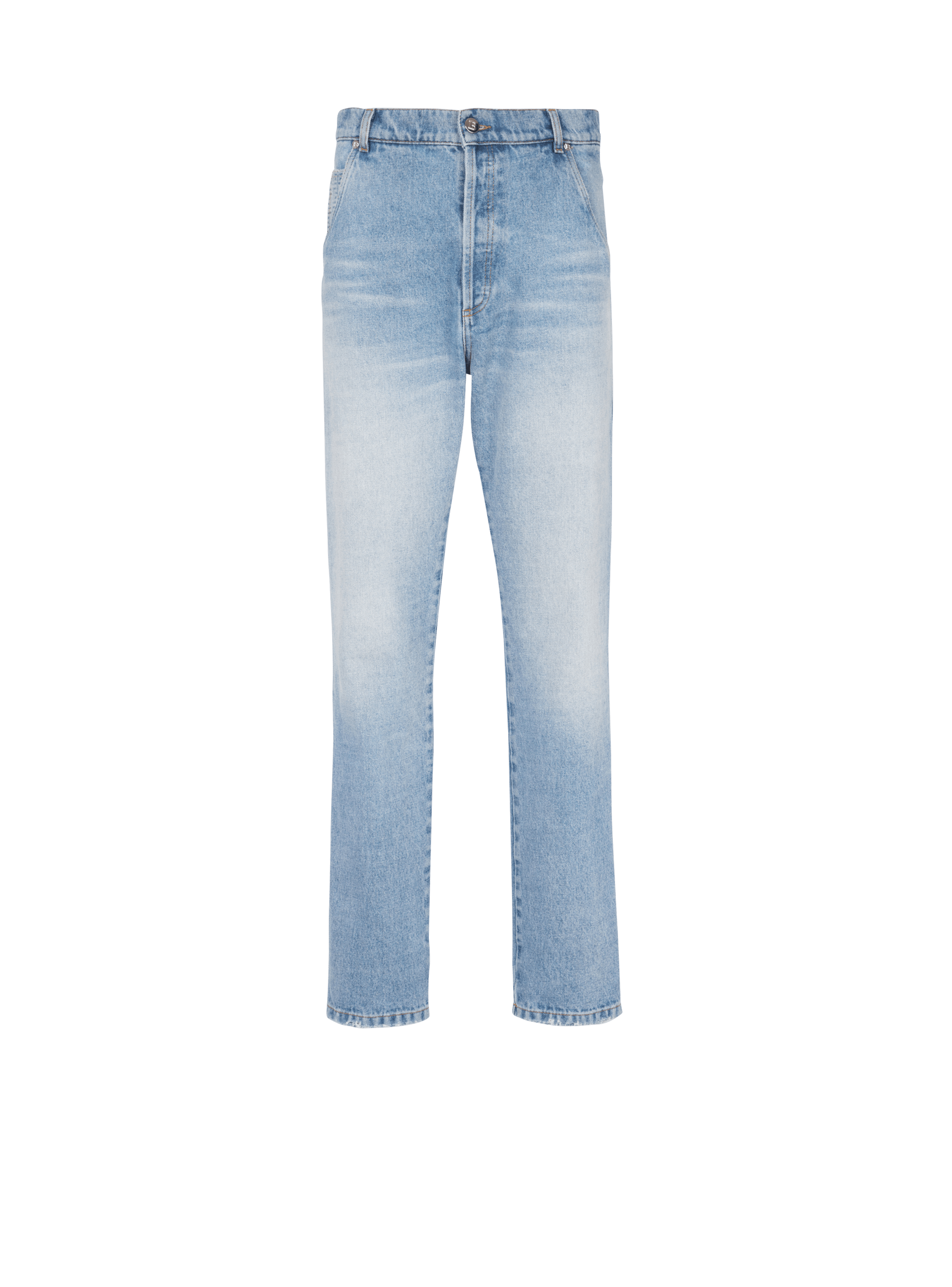 BALMAIN MEN'S STRAIGHT MONOGRAM DENIM PANTS NWT