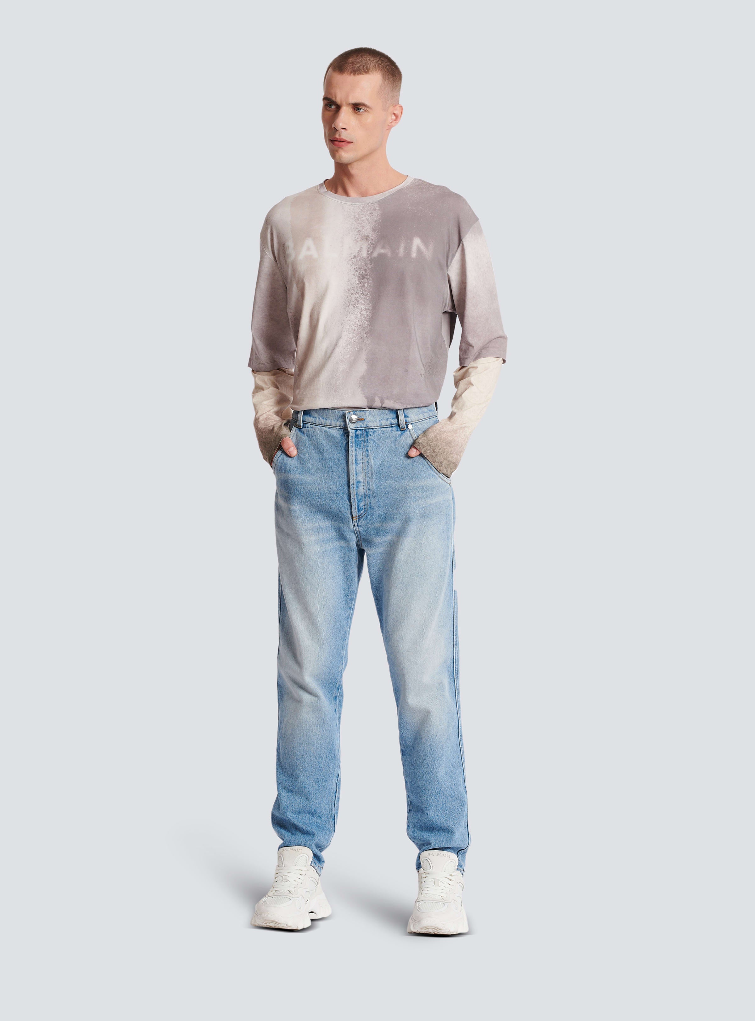 BALMAIN MEN'S STRAIGHT MONOGRAM DENIM PANTS NWT