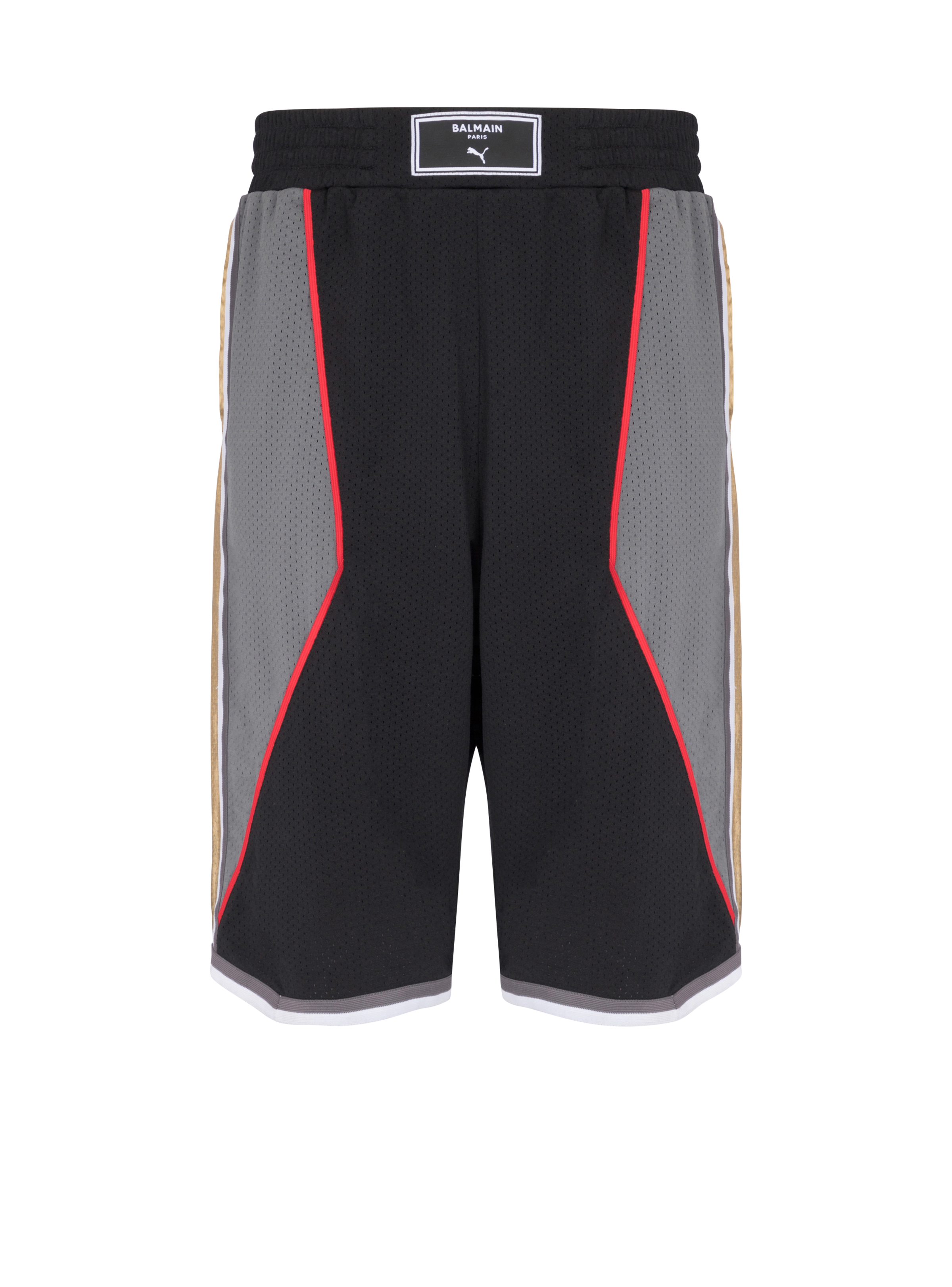 BALMAIN MEN'S BLACK GREY GOLD BOXY SHORTS
