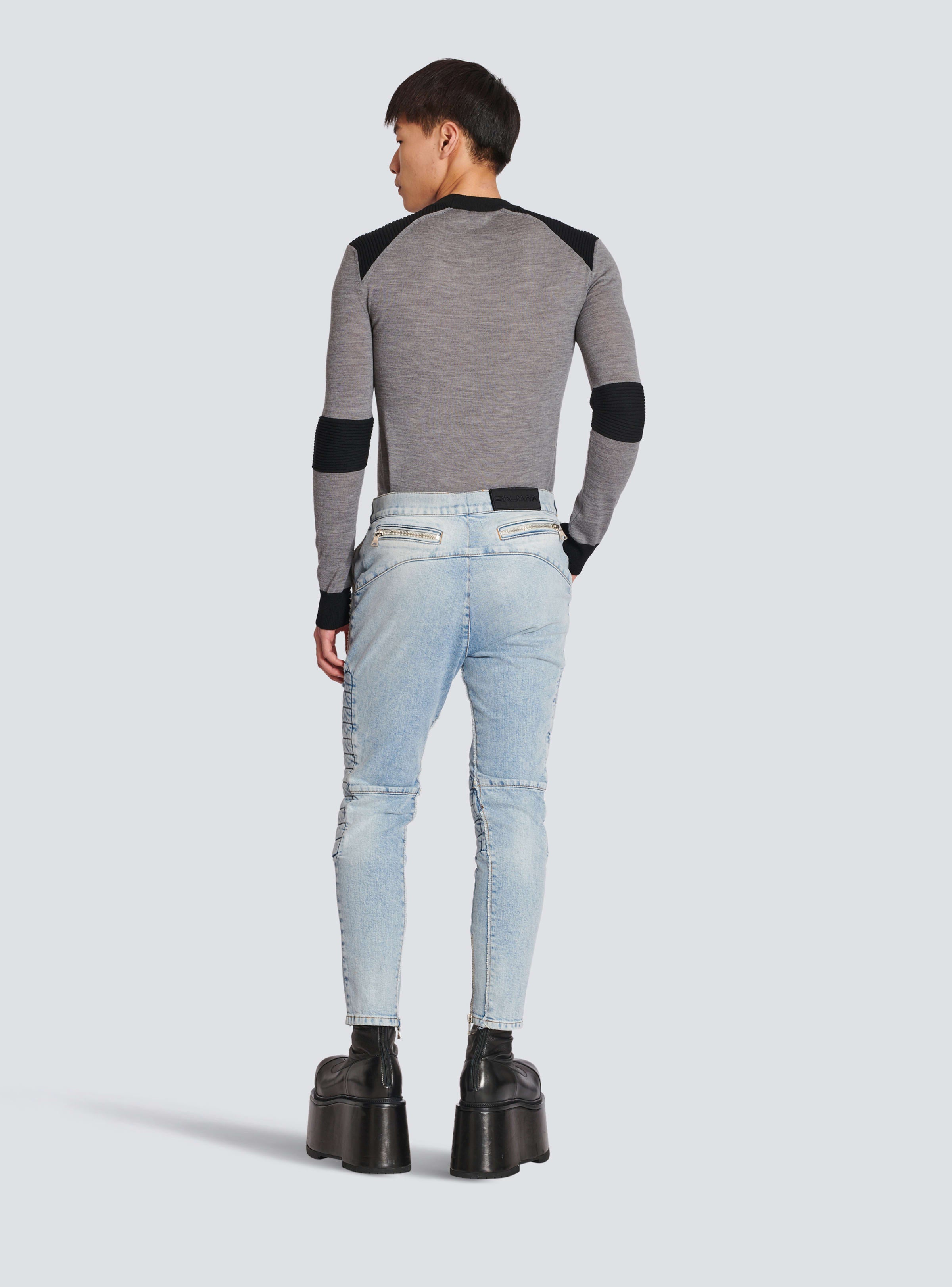 BALMAIN MEN'S KNEE PAD VINTAGE WASH DENIM PANTS NWT