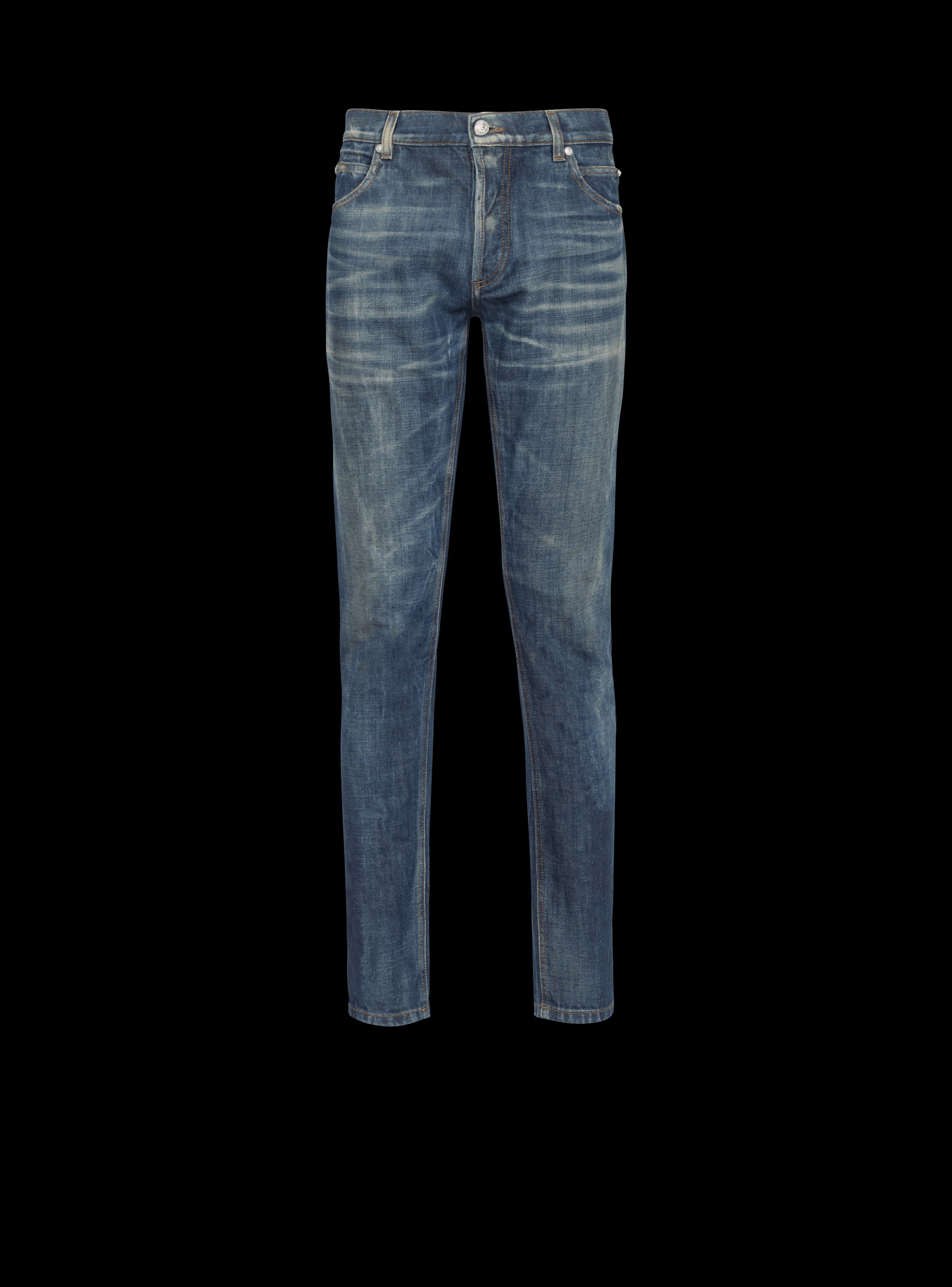 BALMAIN MEN'S SLIM JEANS - BLUE DENIM STONEWASH NWT