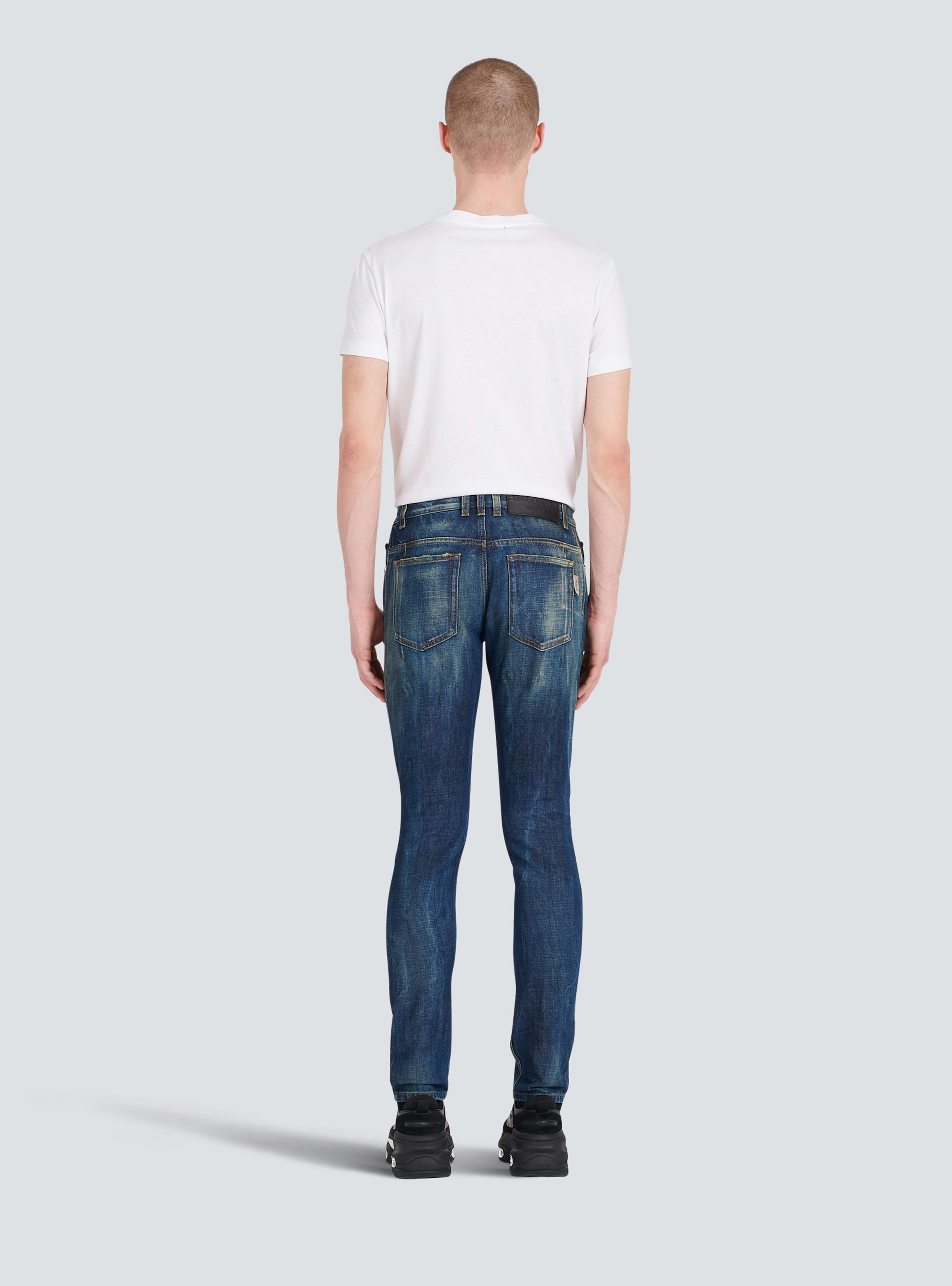 BALMAIN MEN'S SLIM JEANS - BLUE DENIM STONEWASH NWT