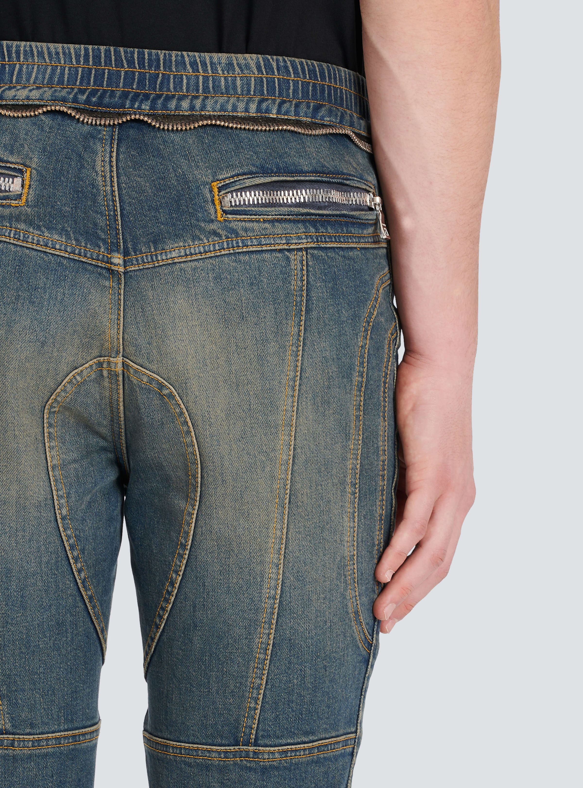 BALMAIN MEN'S KNEE-PADS DESTROYED RIDER JEANS NWT