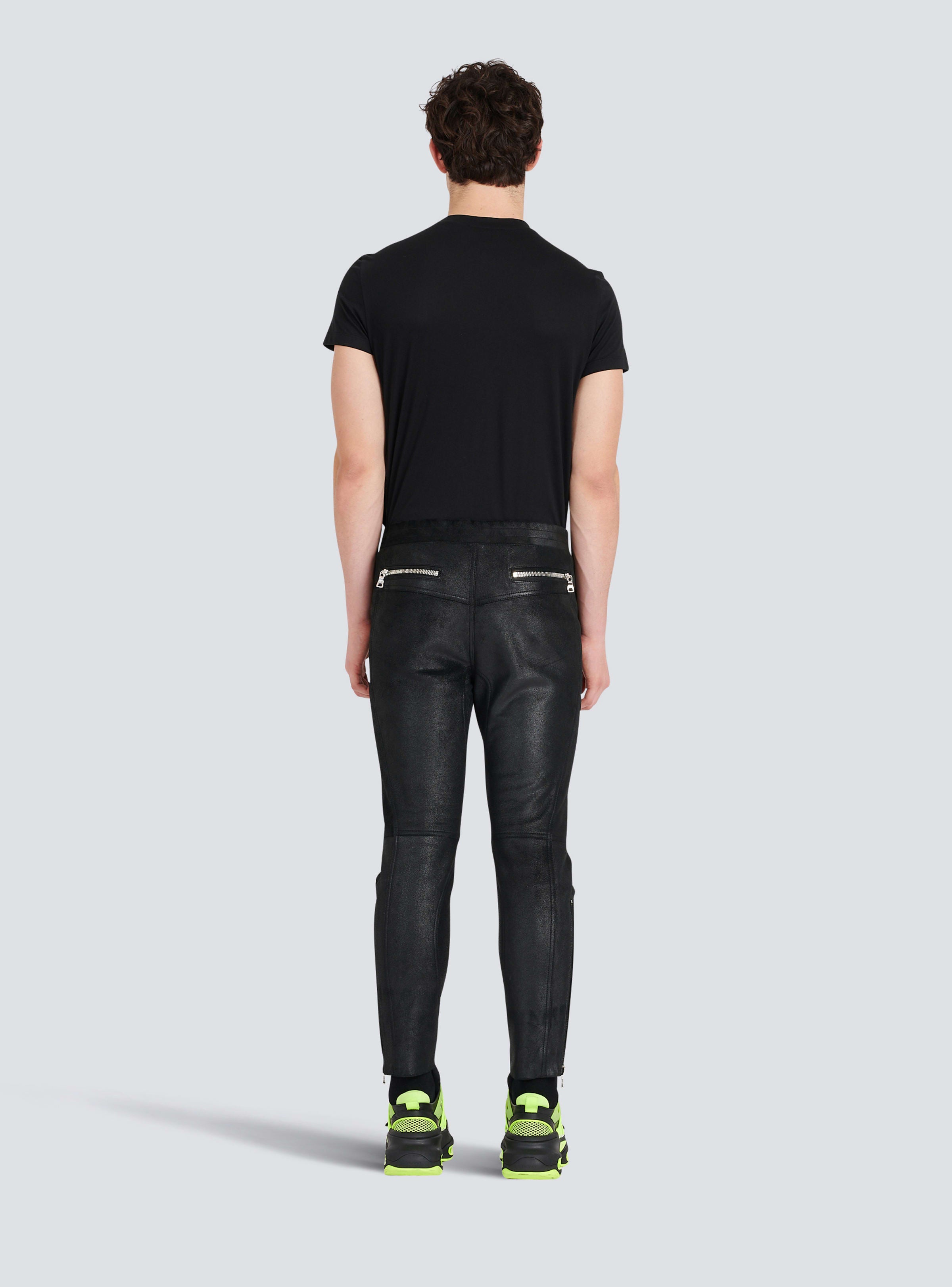 BALMAIN MEN'S V-CUT LEATHER RIDER PANTS NWT