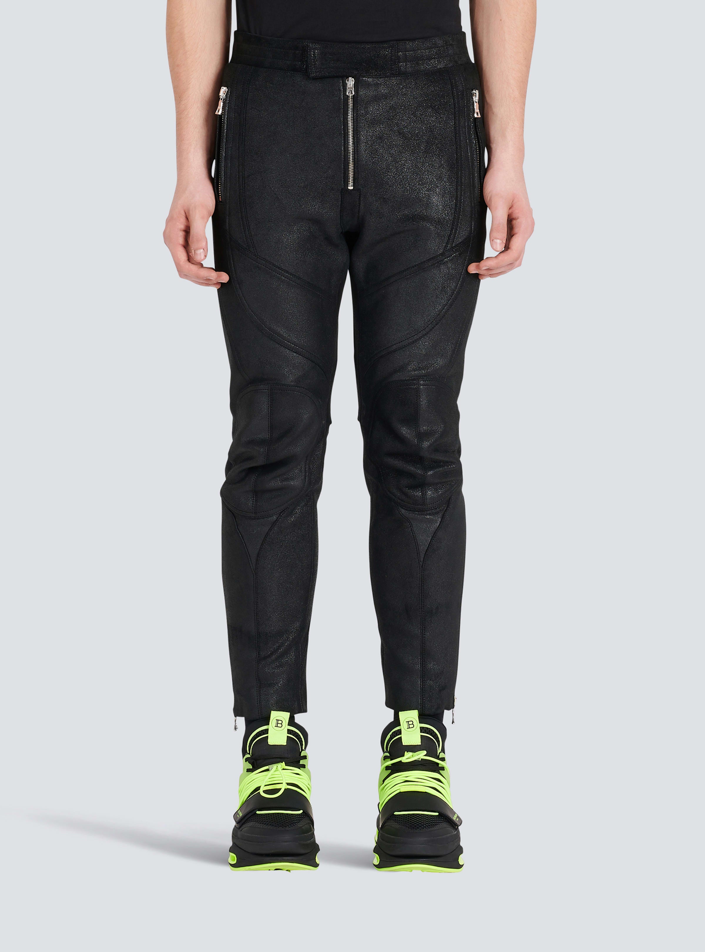 BALMAIN MEN'S V-CUT LEATHER RIDER PANTS NWT