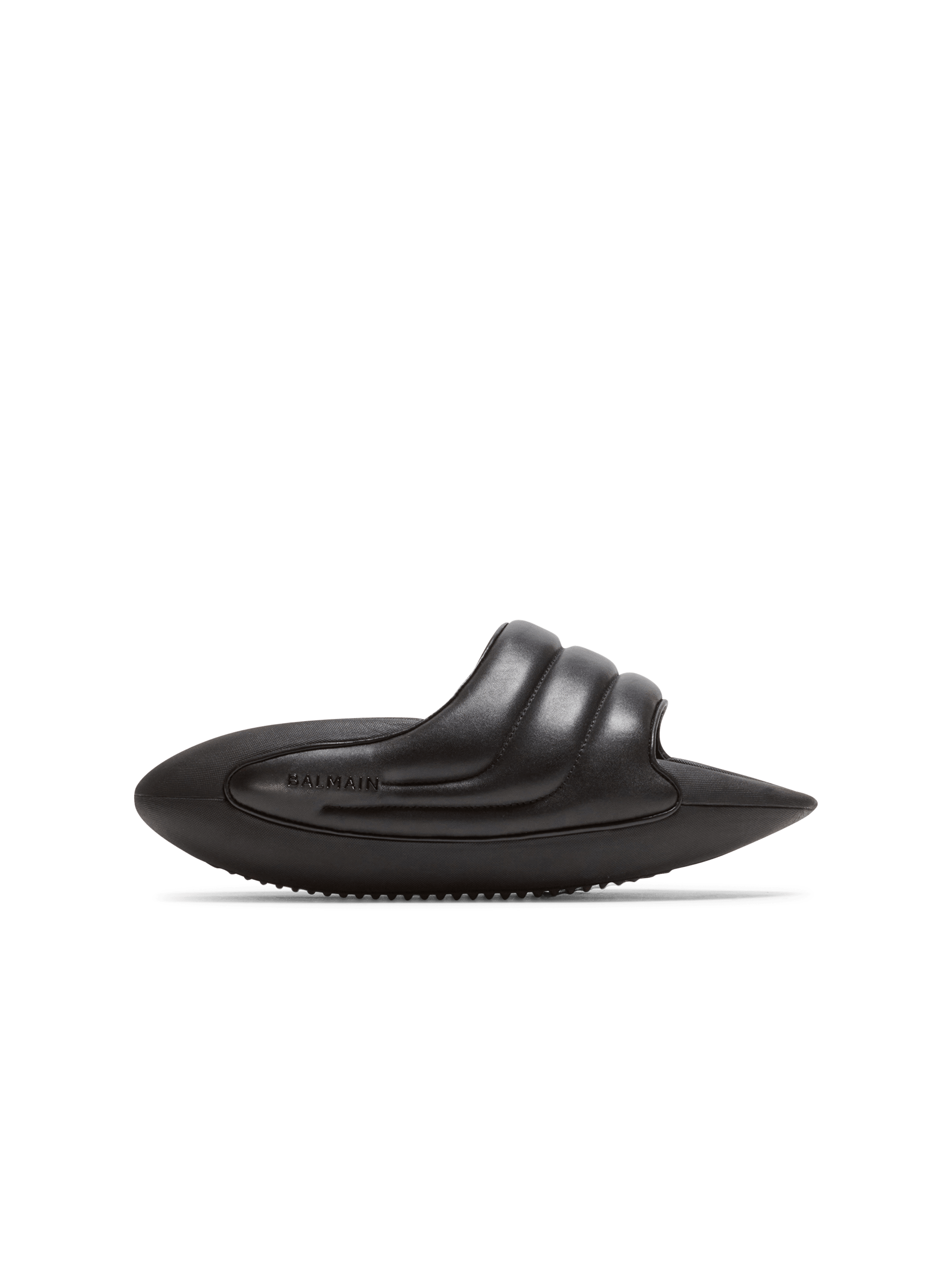 BALMAIN MEN'S BLACK QUILTED LAMBSKIN SLIP-ON SNEAKER