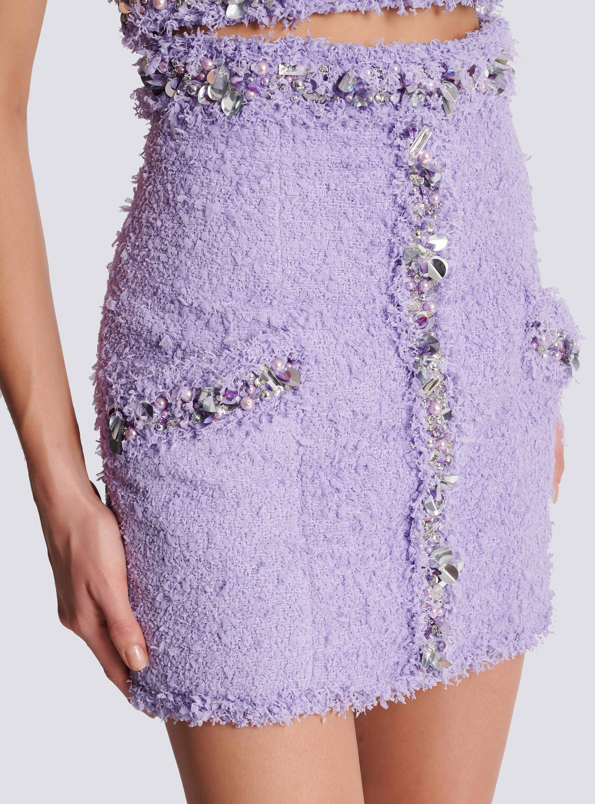 BALMAIN WOMEN'S HW EMBROIDERED TWEED SHORT SKIRT NWT