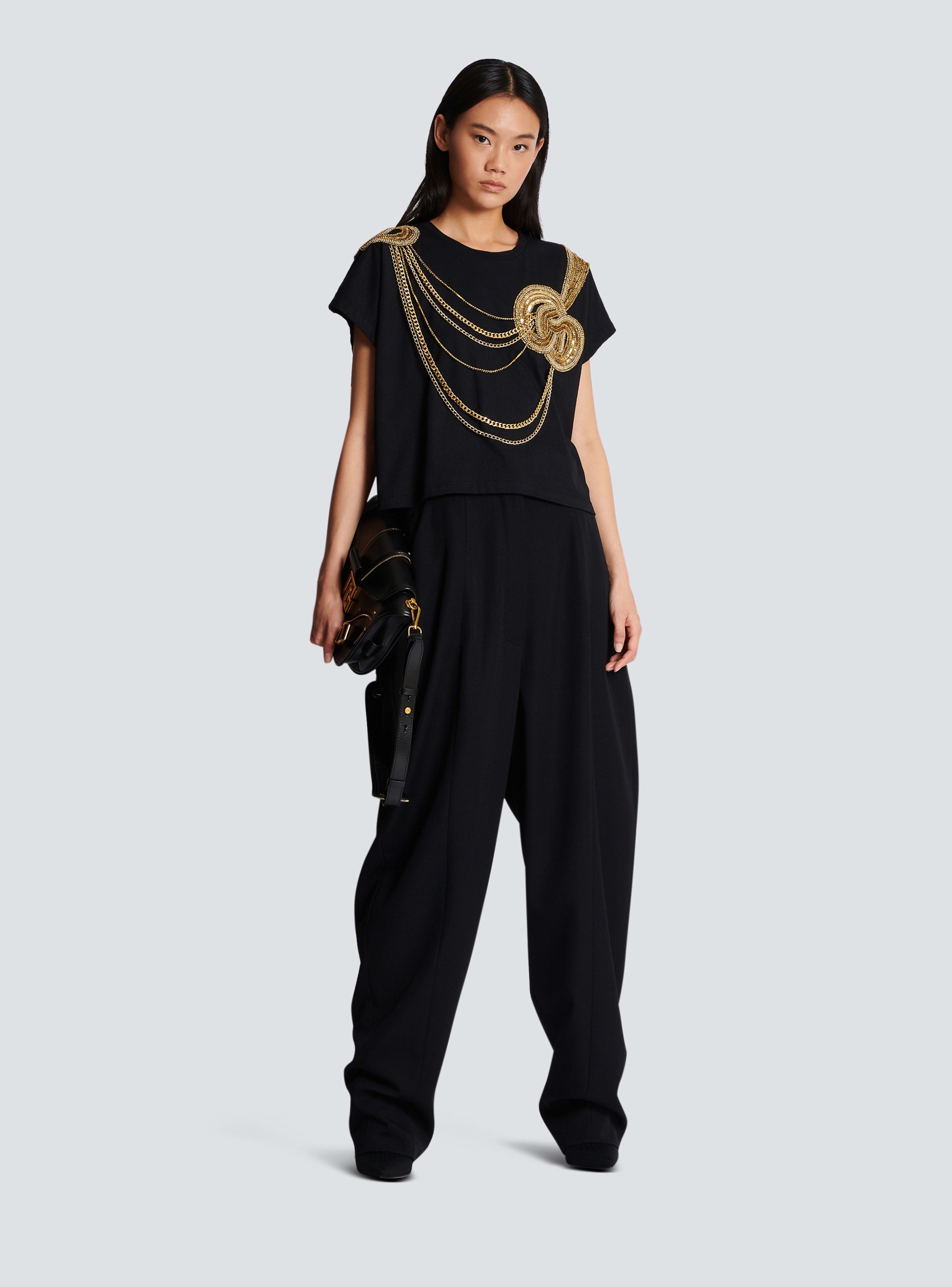 BALMAIN WOMEN'S LARGE TAPPERED GDP PANTS NWT