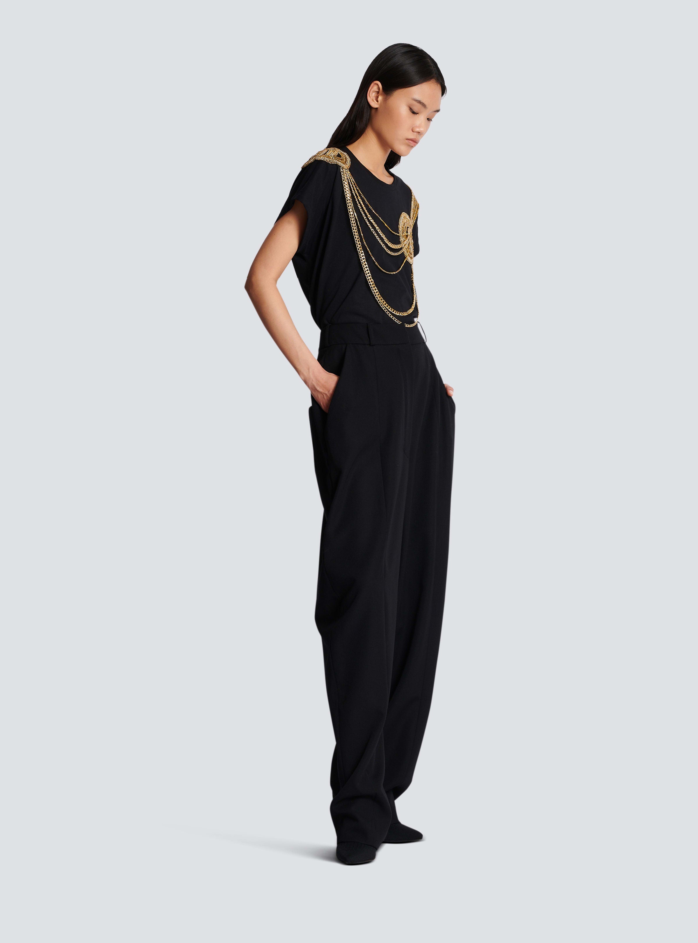BALMAIN WOMEN'S LARGE TAPPERED GDP PANTS NWT