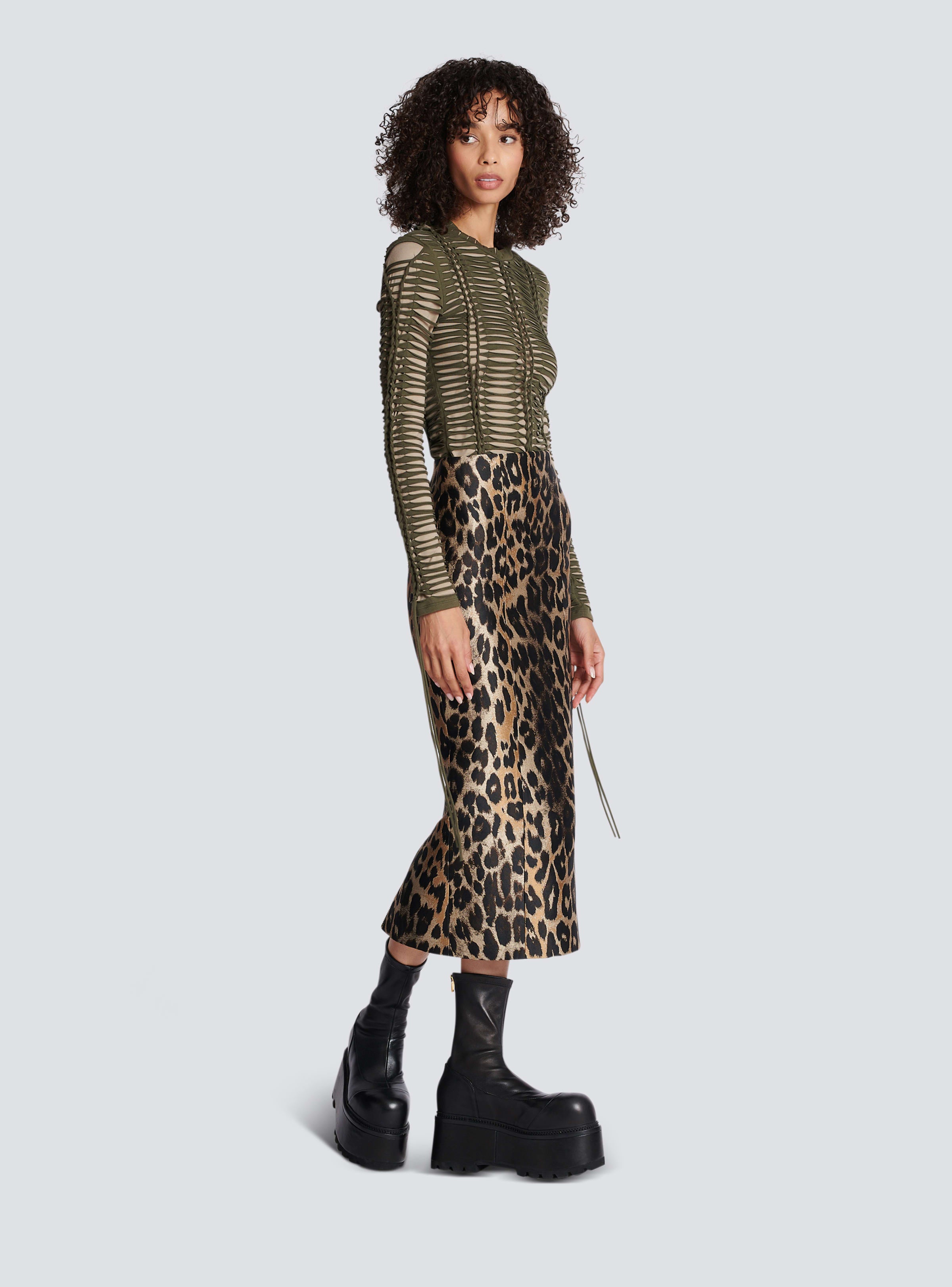 BALMAIN WOMEN'S LS BRAIDED JERSEY TOP NWT