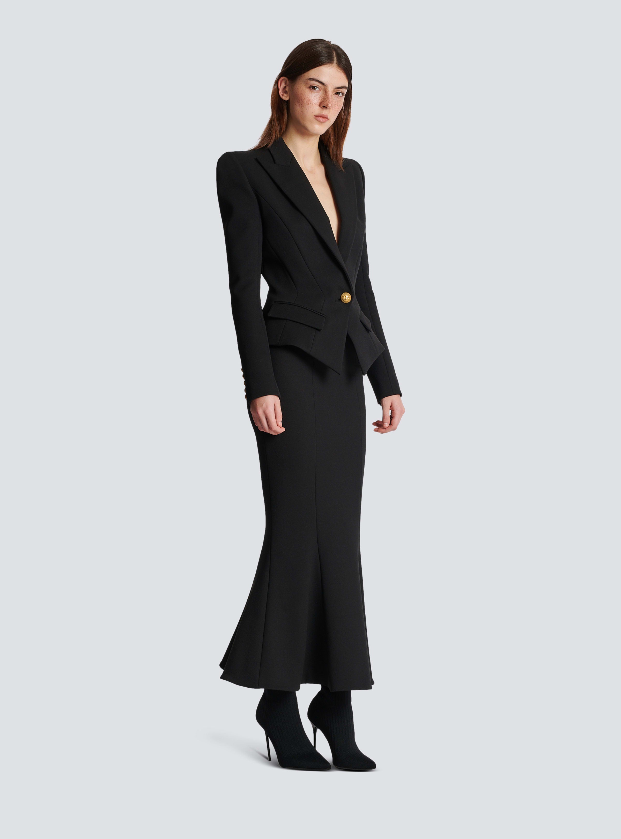 BALMAIN WOMEN'S HW 6 BTN STRETCH GDP MIDI SKIRT NWT