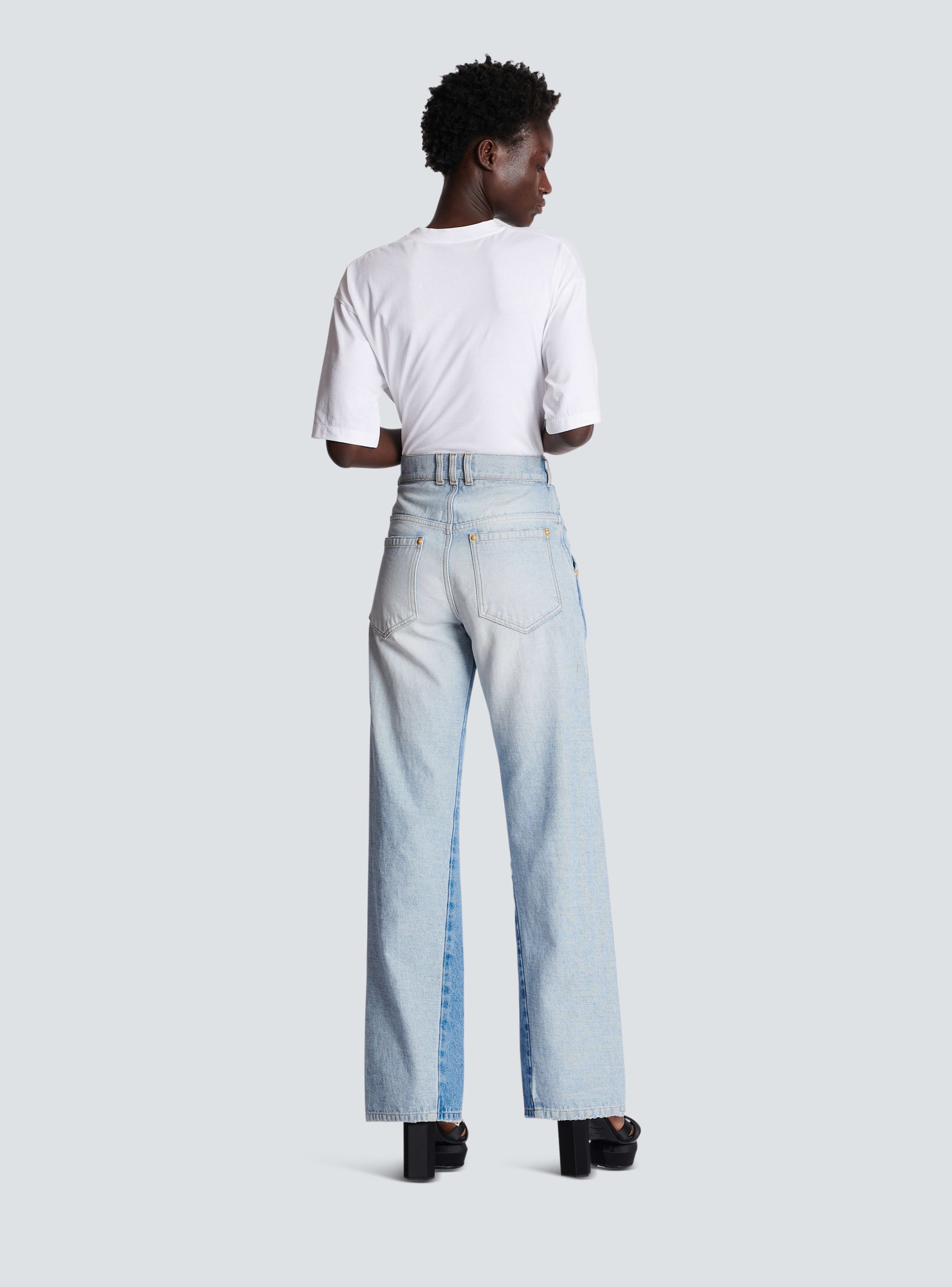 BALMAIN WOMEN'S VINTAGE BLUE TWO IN ONE WIDE LEG JEANS NWT