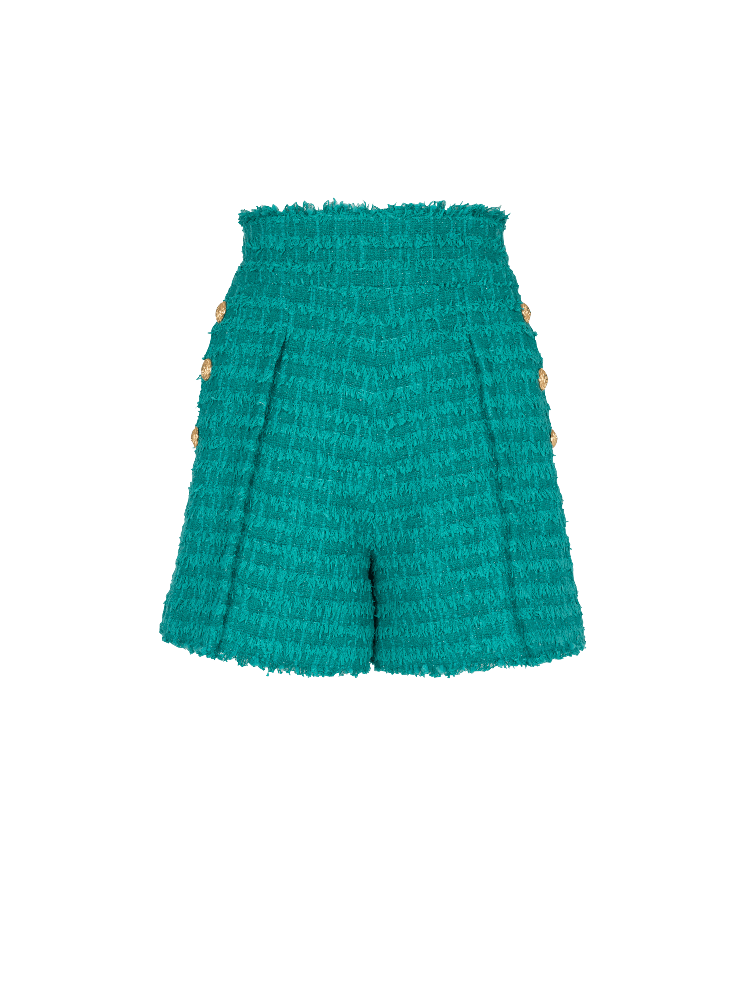BALMAIN WOMEN'S HW 6 BTN TWEED SHORTS NWT