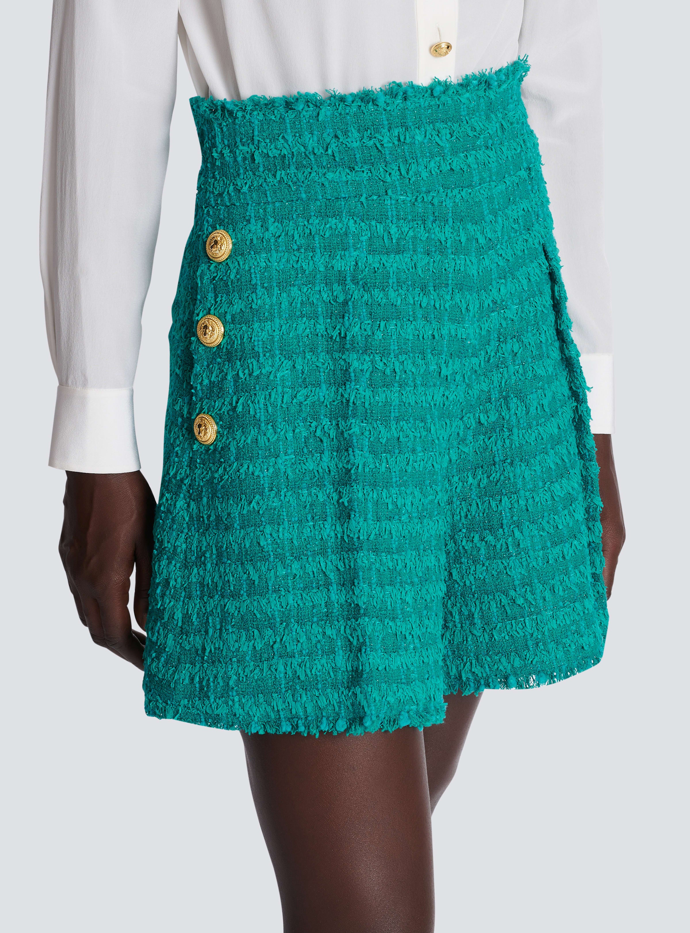 BALMAIN WOMEN'S HW 6 BTN TWEED SHORTS NWT