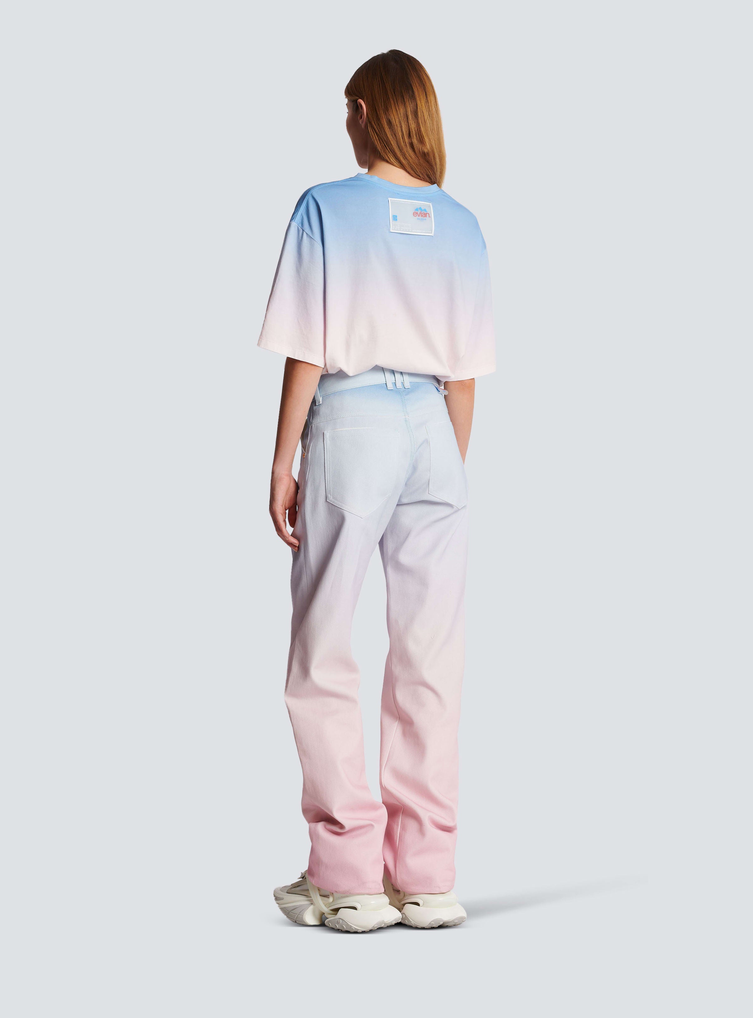 BALMAIN WOMEN'S BLUE TO PINK GRADIENT LOOSE JEANS