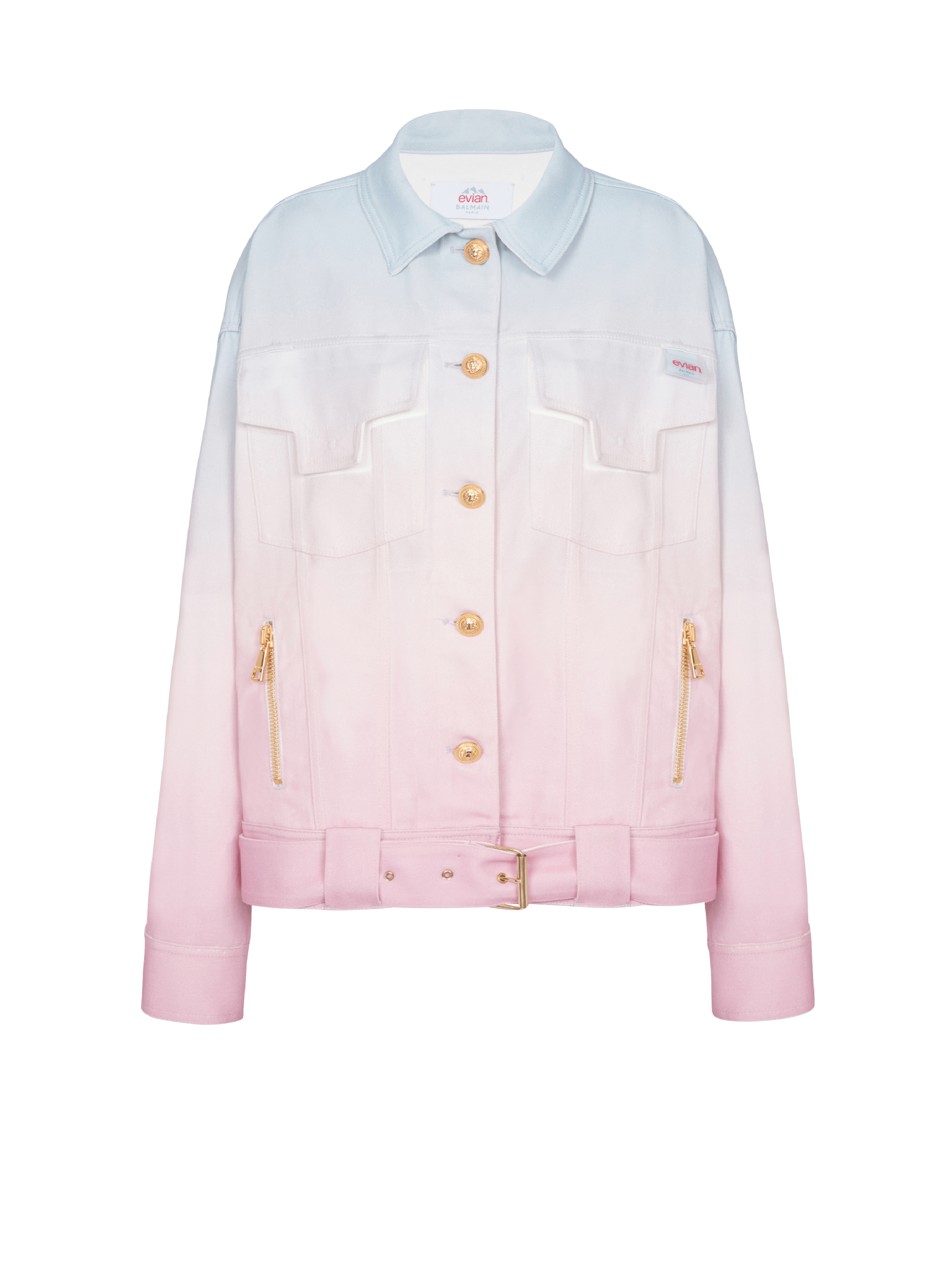 BALMAIN WOMEN'S EVIAN GRADIENT DENIM OVERSIZE JACKET NWT