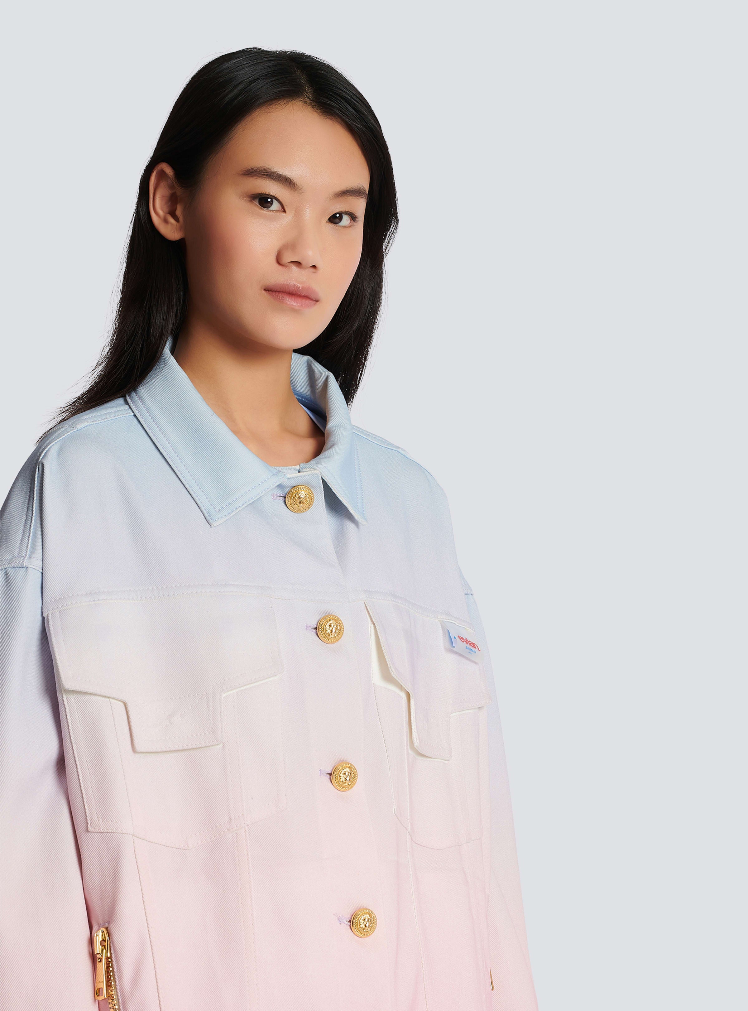 BALMAIN WOMEN'S EVIAN GRADIENT DENIM OVERSIZE JACKET NWT