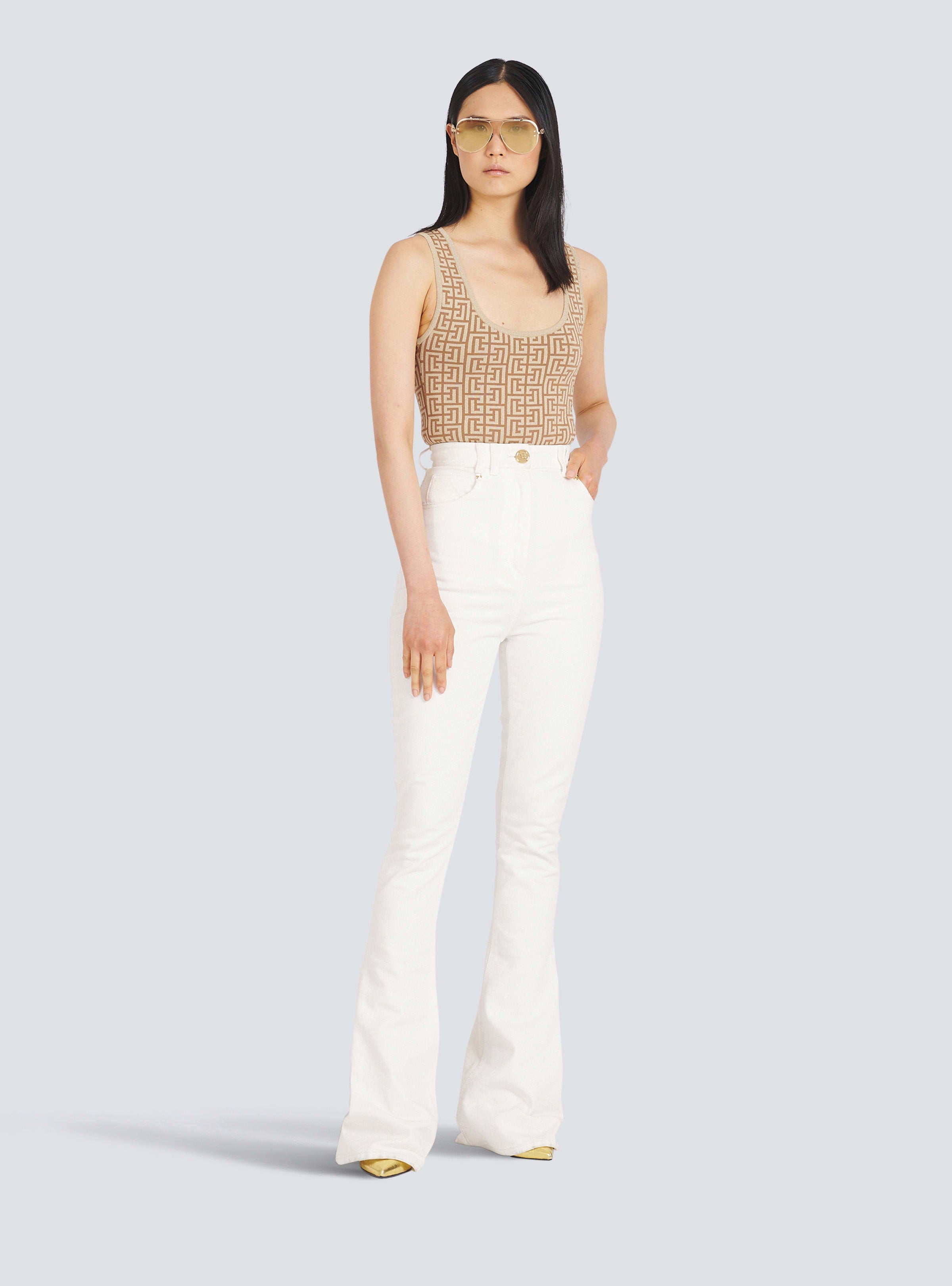BALMAIN WOMEN'S WHITE HIGH WAIST BOOTCUT JEANS