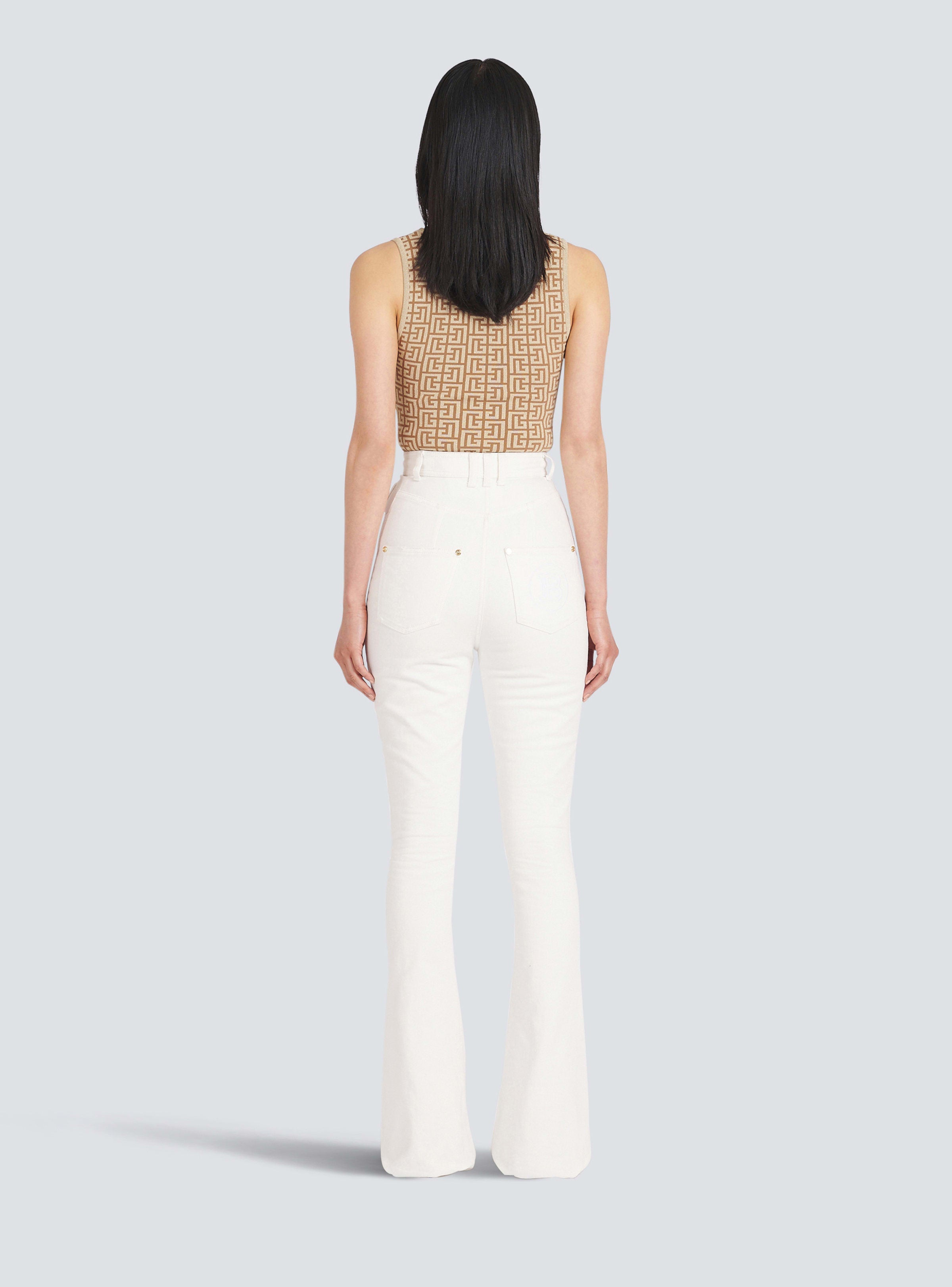 BALMAIN WOMEN'S WHITE HIGH WAIST BOOTCUT JEANS