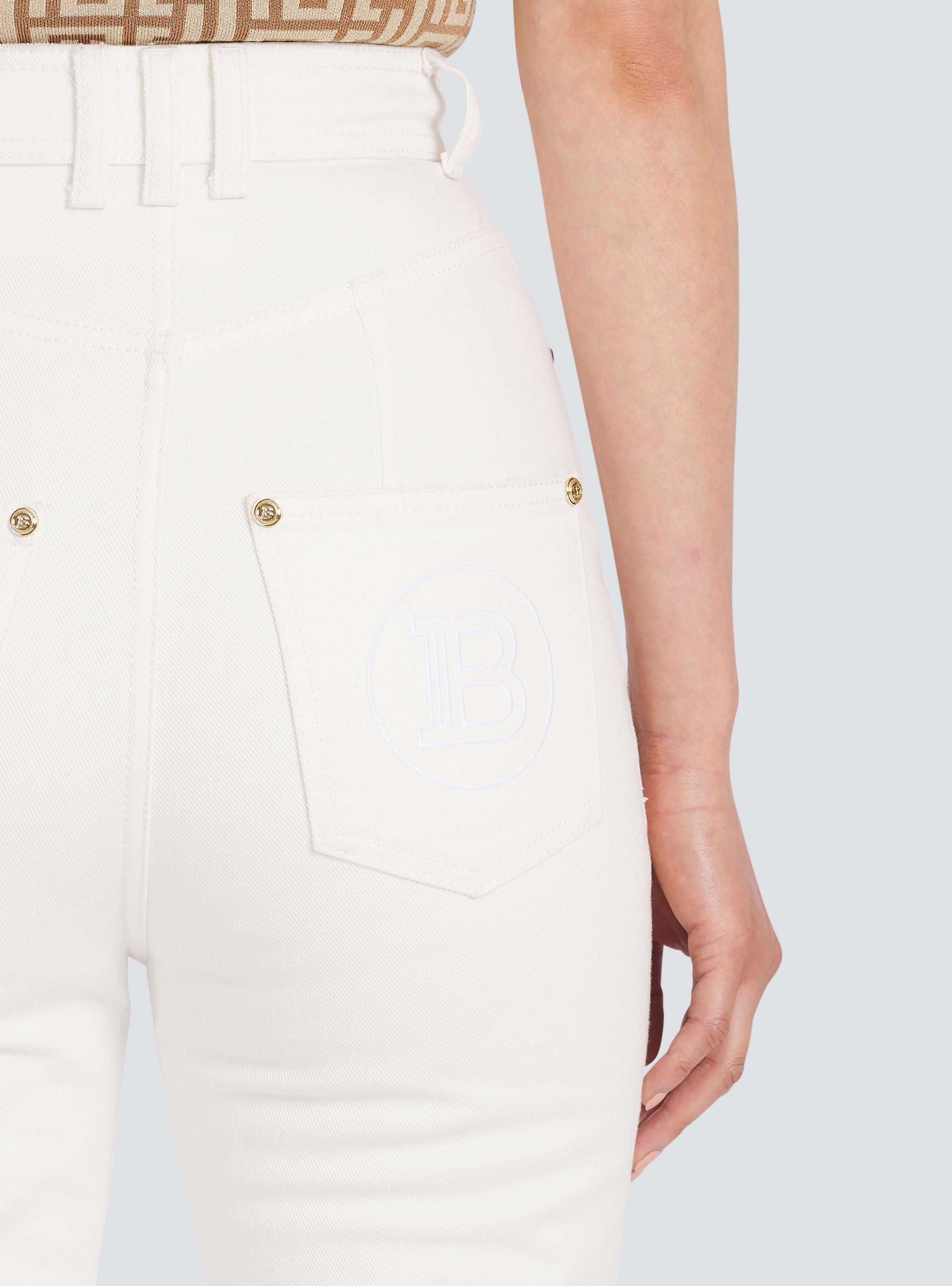BALMAIN WOMEN'S WHITE HIGH WAIST BOOTCUT JEANS