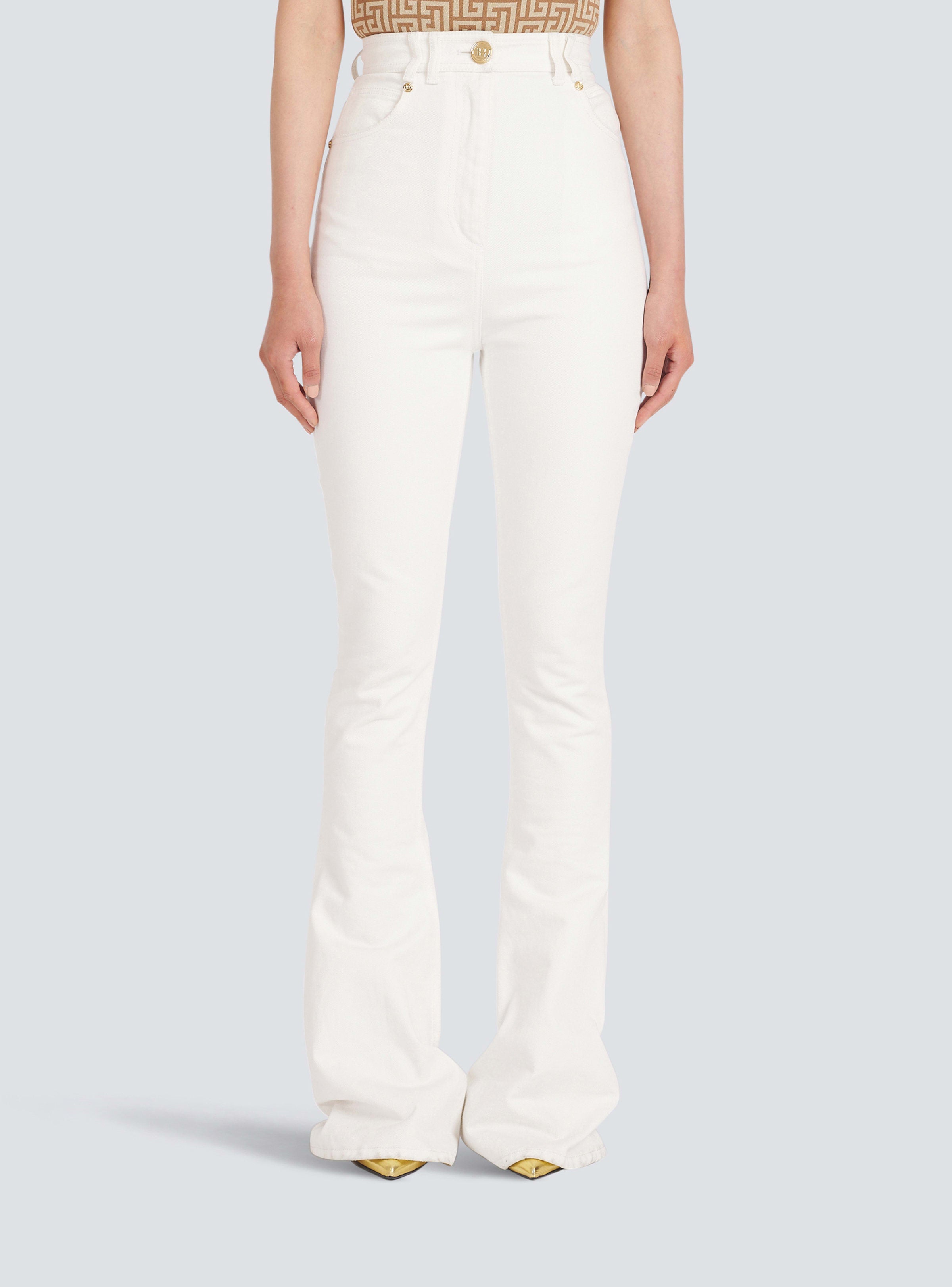 BALMAIN WOMEN'S WHITE HIGH WAIST BOOTCUT JEANS