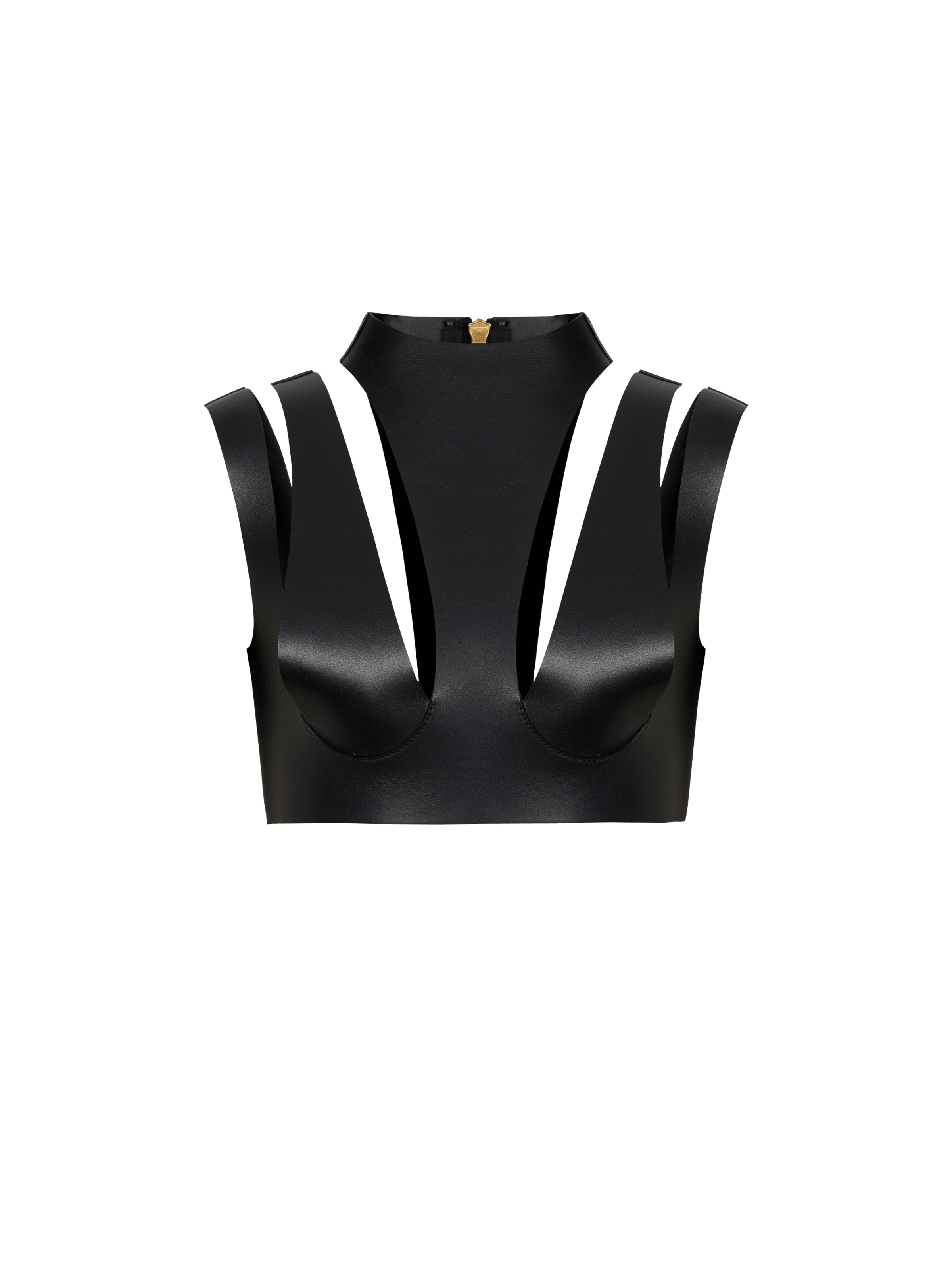 BALMAIN WOMEN'S CUT OUT LEATHER TOP NWT