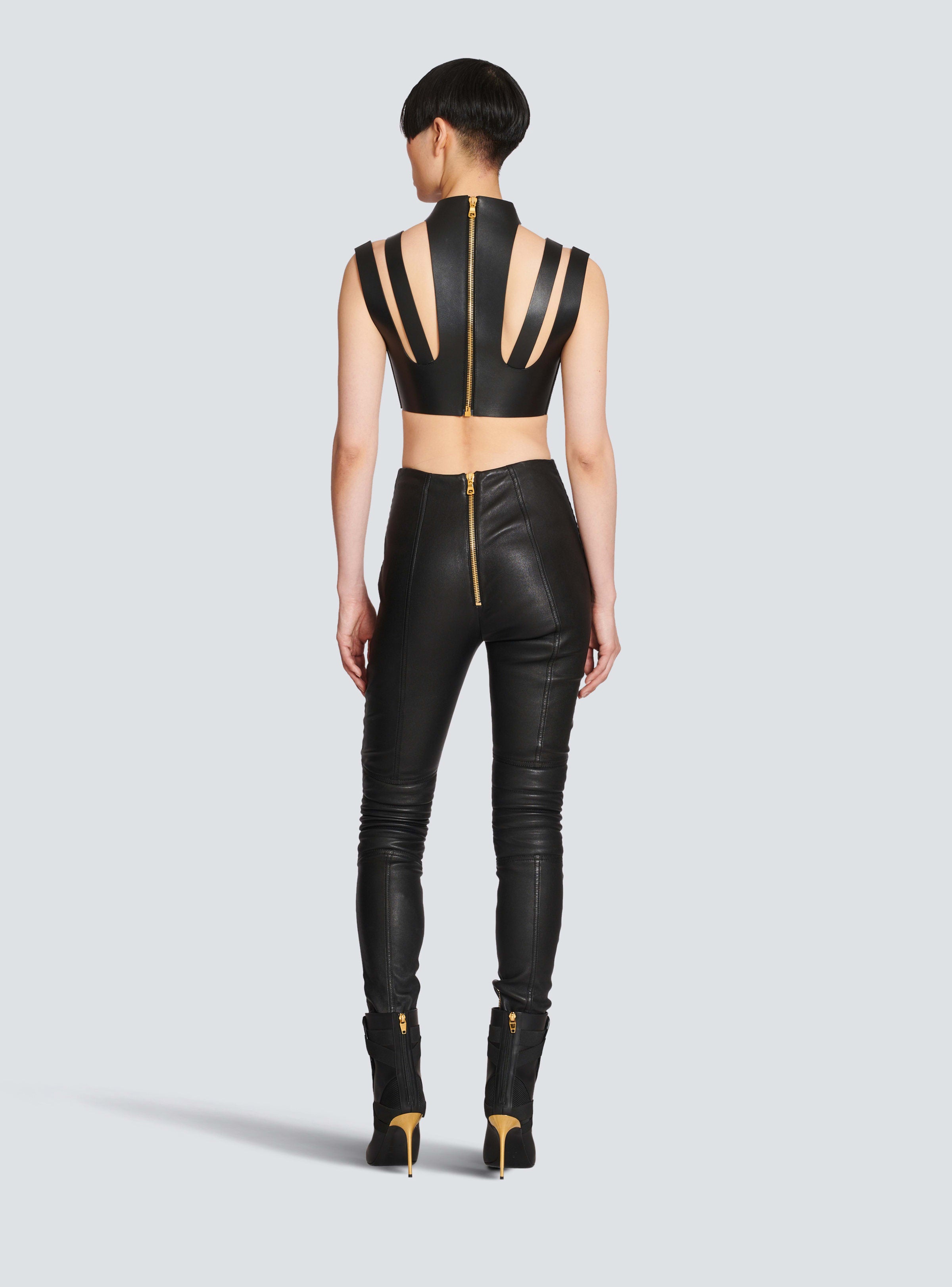 BALMAIN WOMEN'S CUT OUT LEATHER TOP NWT