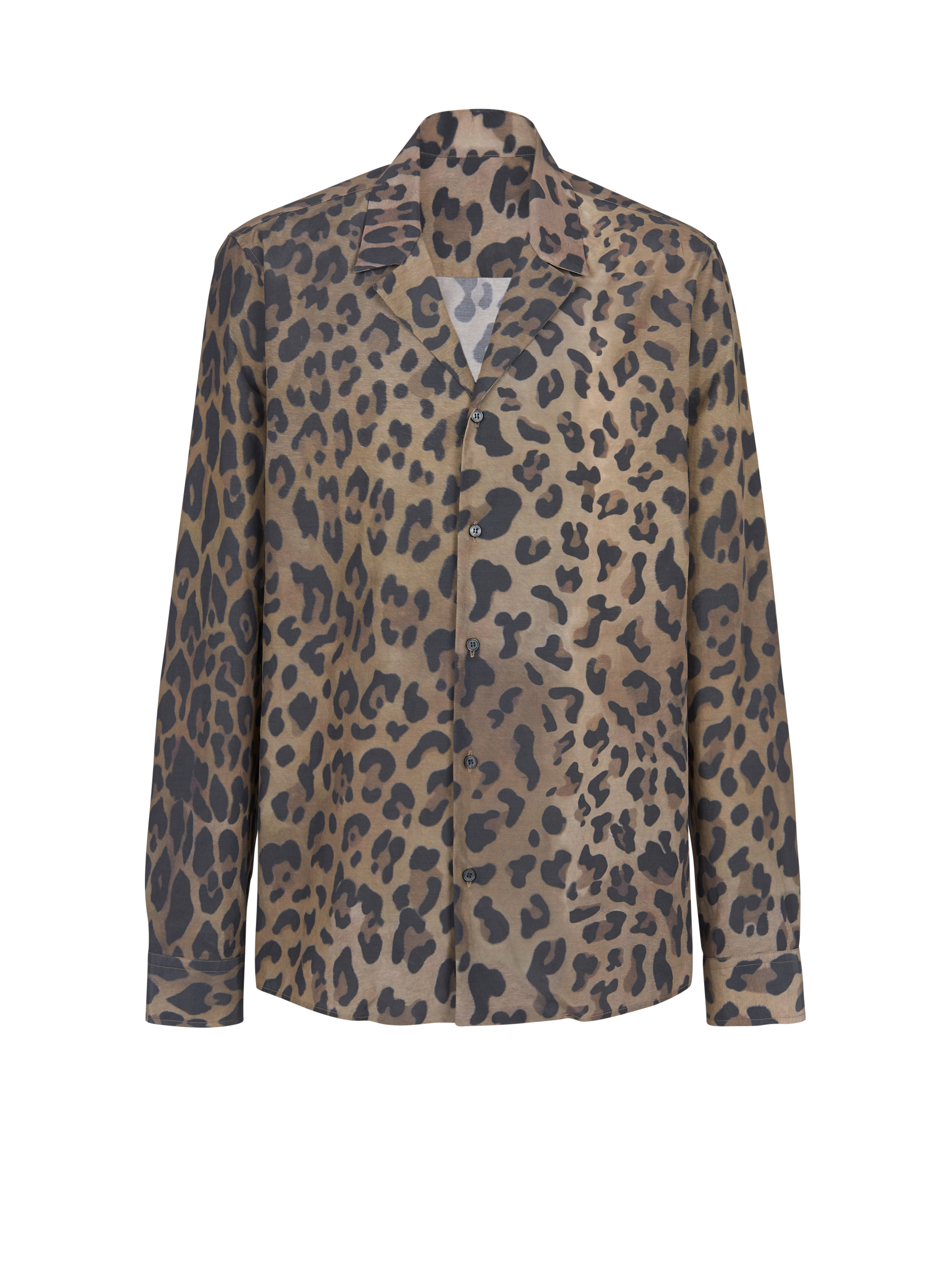 BALMAIN MEN'S MULTI-BROWN LEOPARD PRINT PYJAMA SHIRT