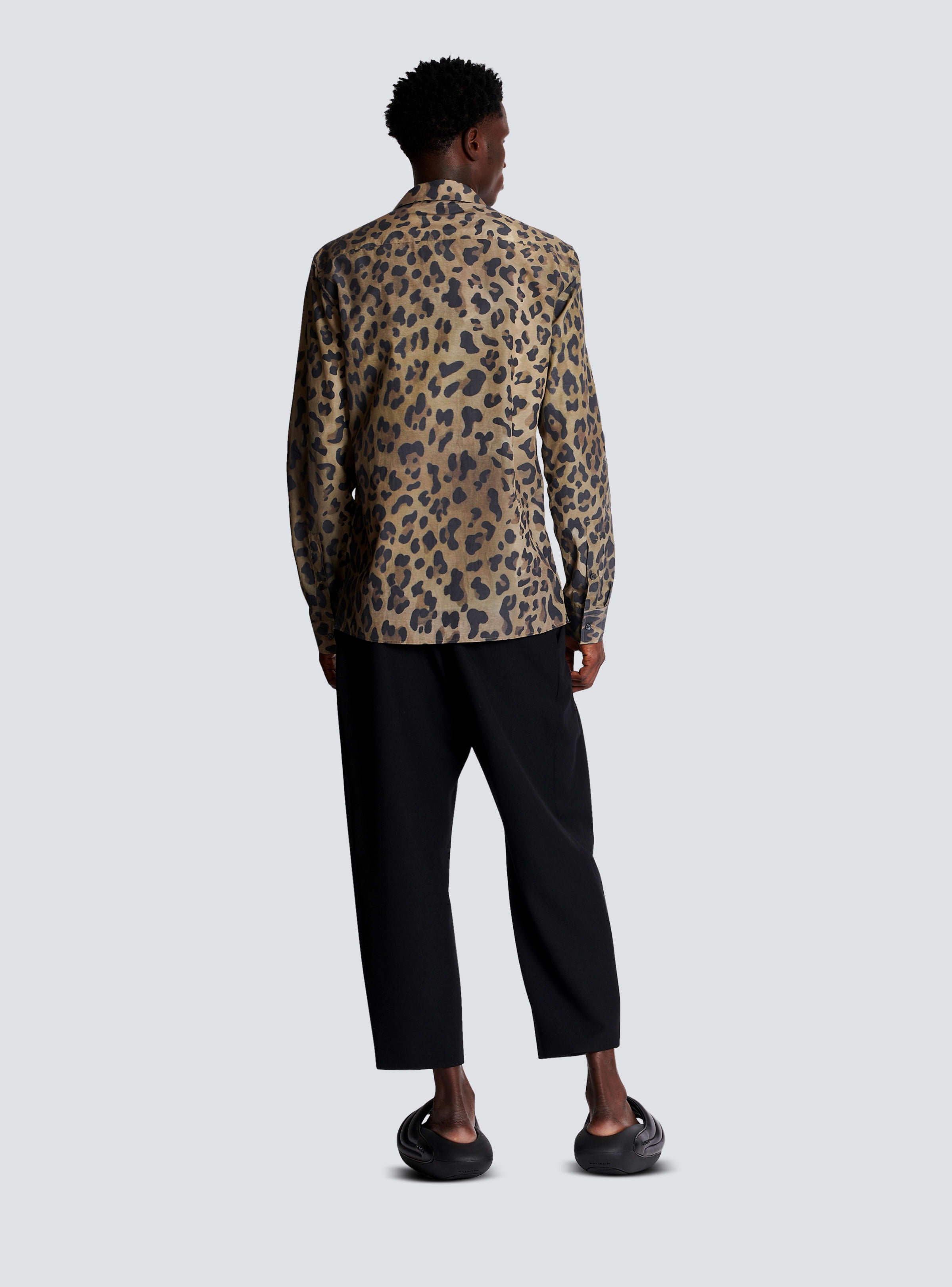 BALMAIN MEN'S MULTI-BROWN LEOPARD PRINT PYJAMA SHIRT