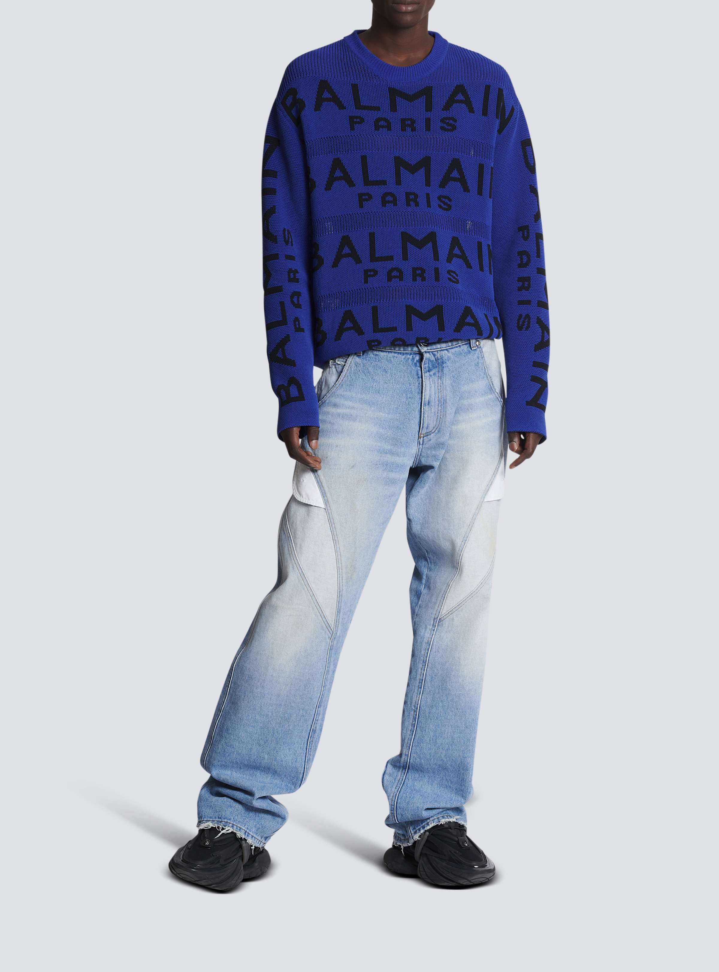 BALMAIN MEN'S MULTICUT LOOSE BLUE DENIM PANTS NWT