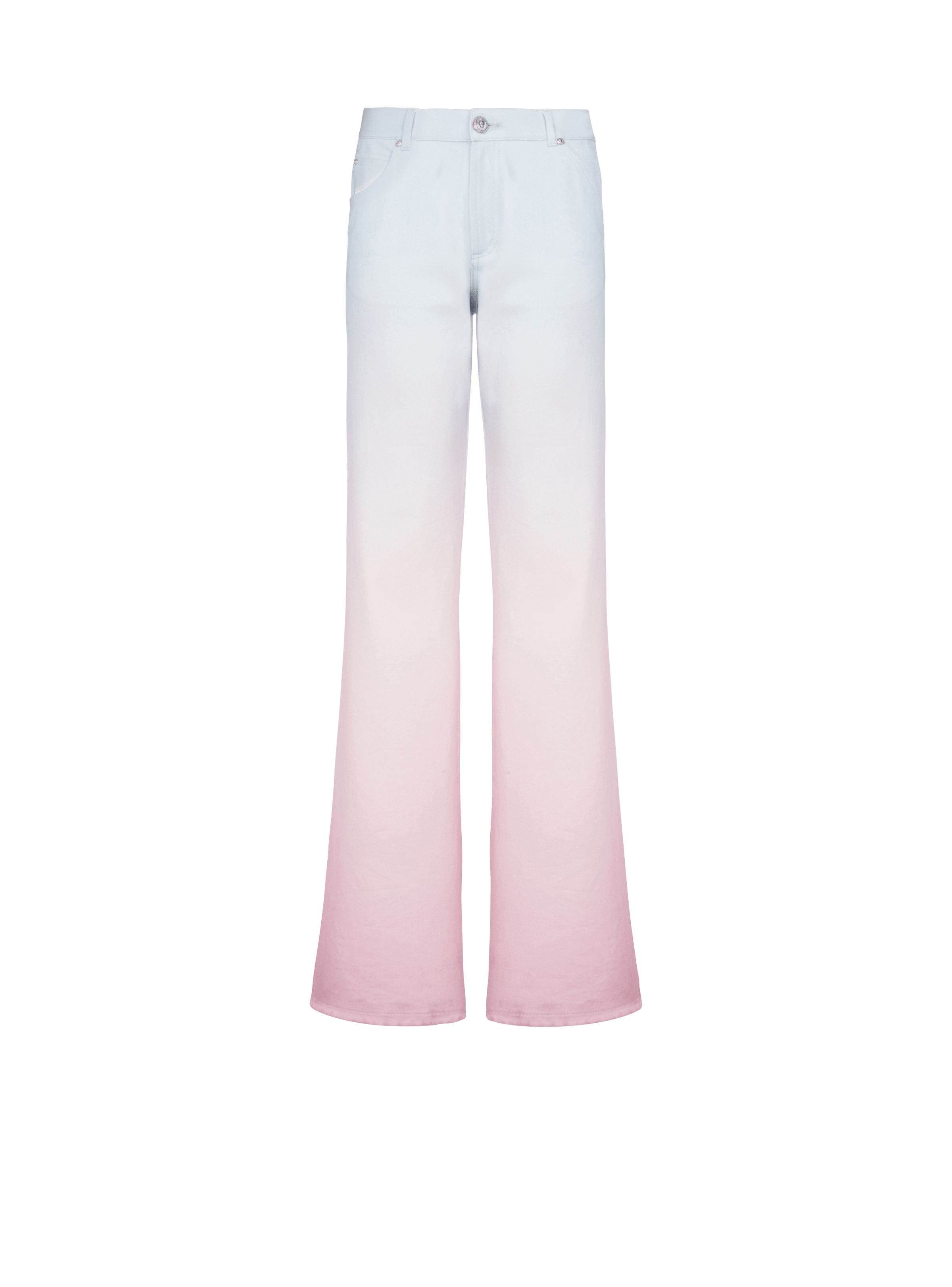 BALMAIN MEN'S BLUE PINK GRADIENT DENIM TROUSERS