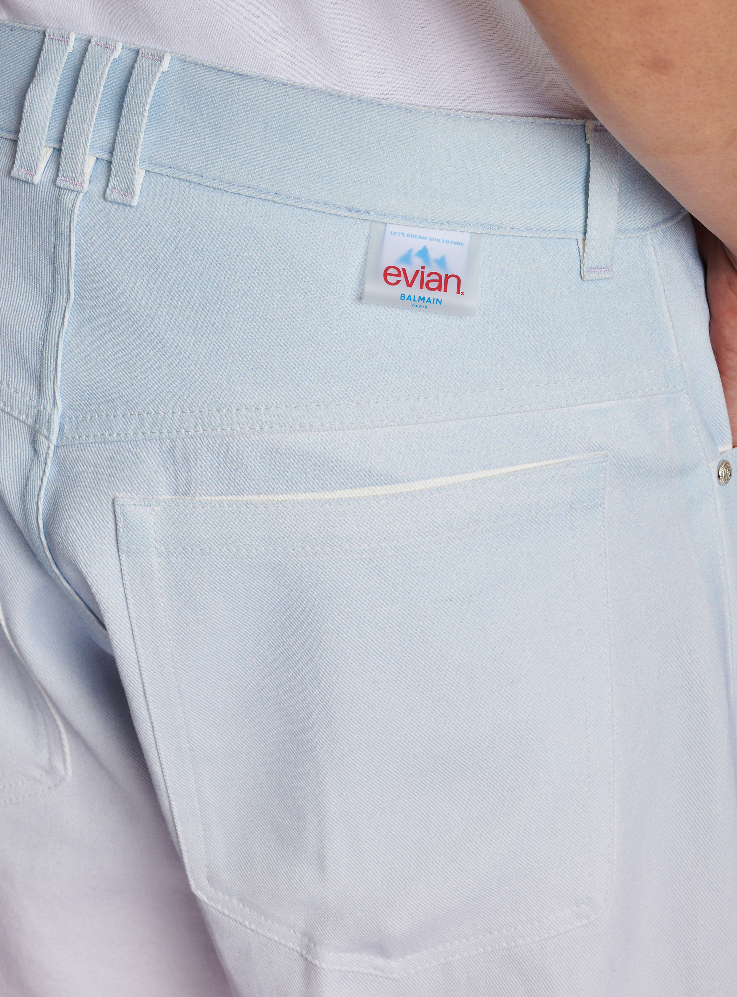 BALMAIN MEN'S BLUE PINK GRADIENT DENIM TROUSERS