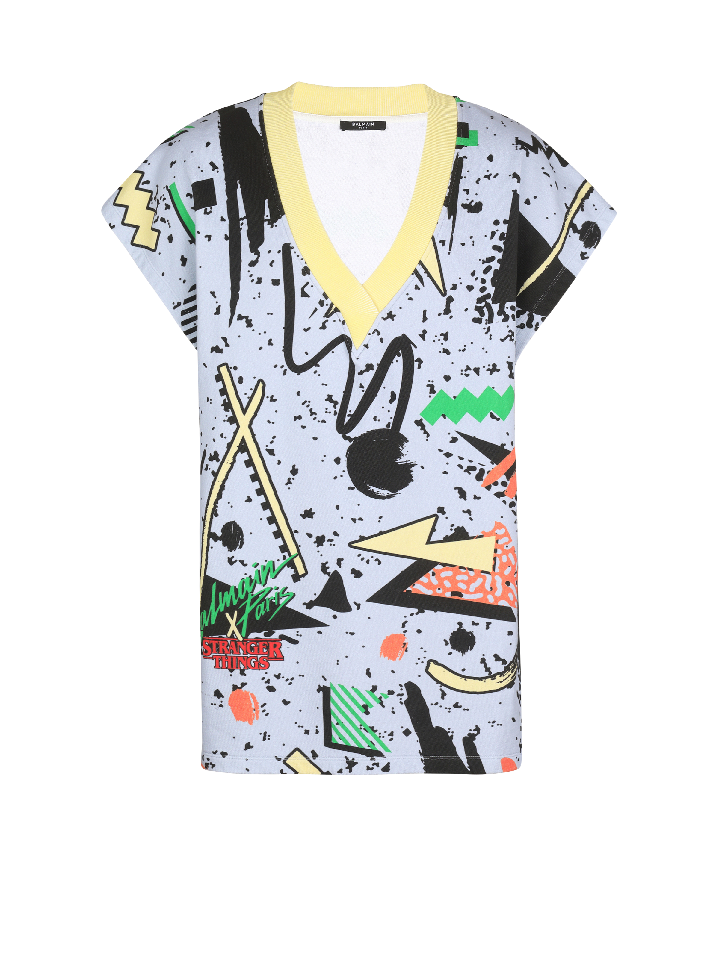 BALMAIN MEN'S MULTICOLOR OVERSIZED PRINTED JUMPER