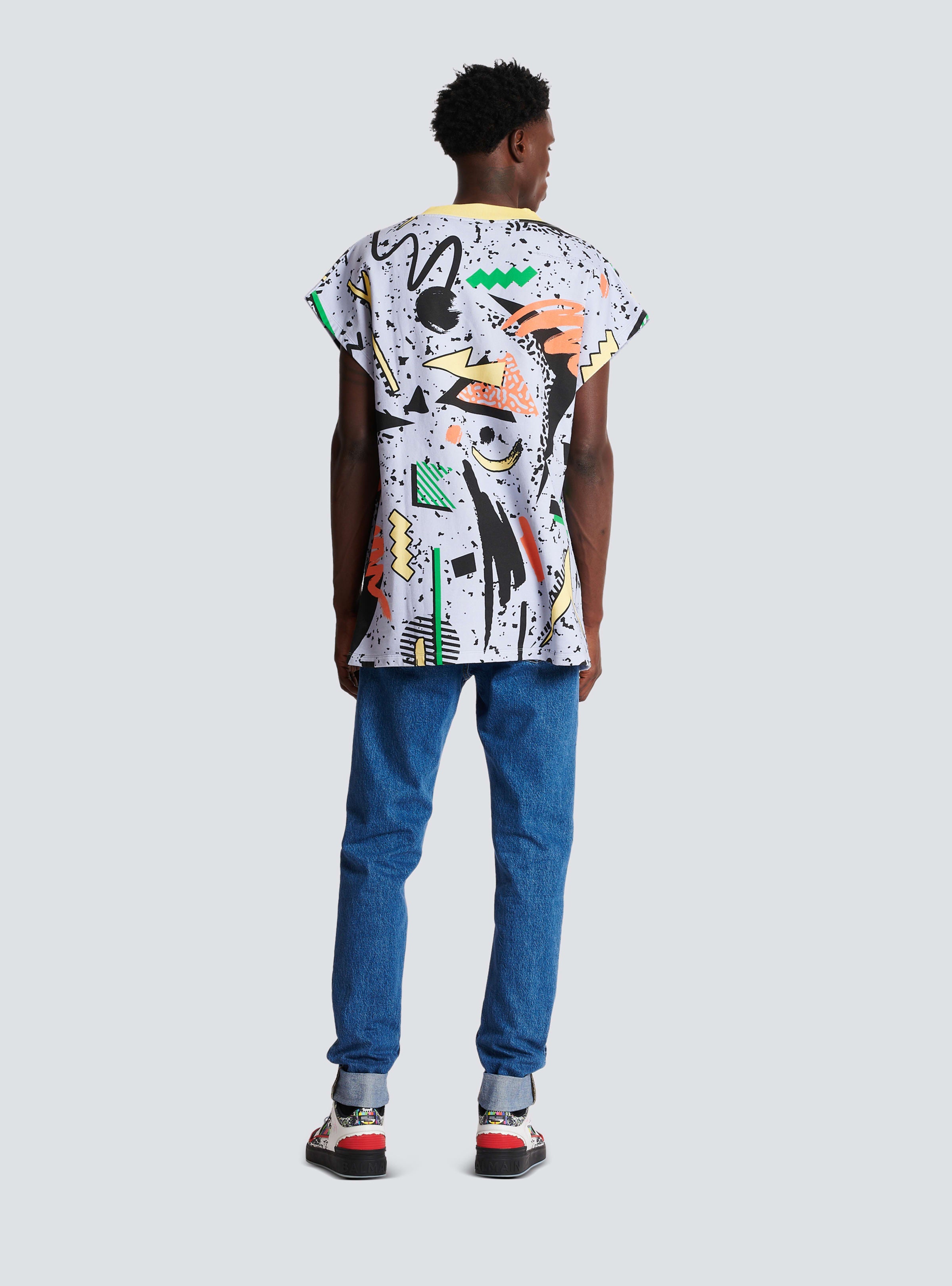 BALMAIN MEN'S MULTICOLOR OVERSIZED PRINTED JUMPER